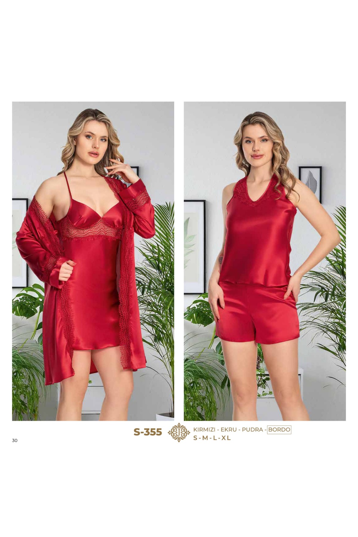 Loule Kadın Sabahlık & Gecelik & Pijama & Şort & Askılı 6'lı Hediyelik Çeyizlik Set L1.JJ.0042.0A.12.012