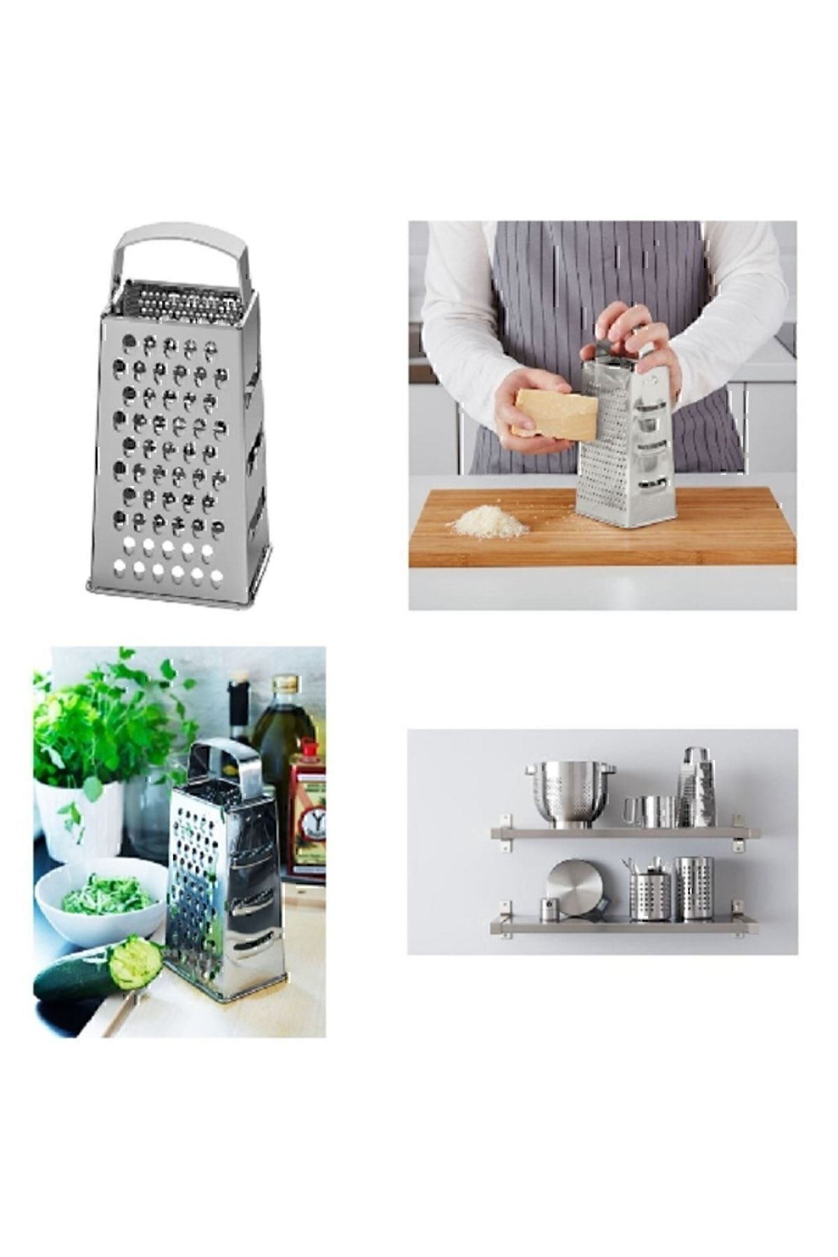 IKEA-Set of 4 - Idealısk Grater Whisk Flour Sieve, Frk Concis Steel Garlic Crusher 3