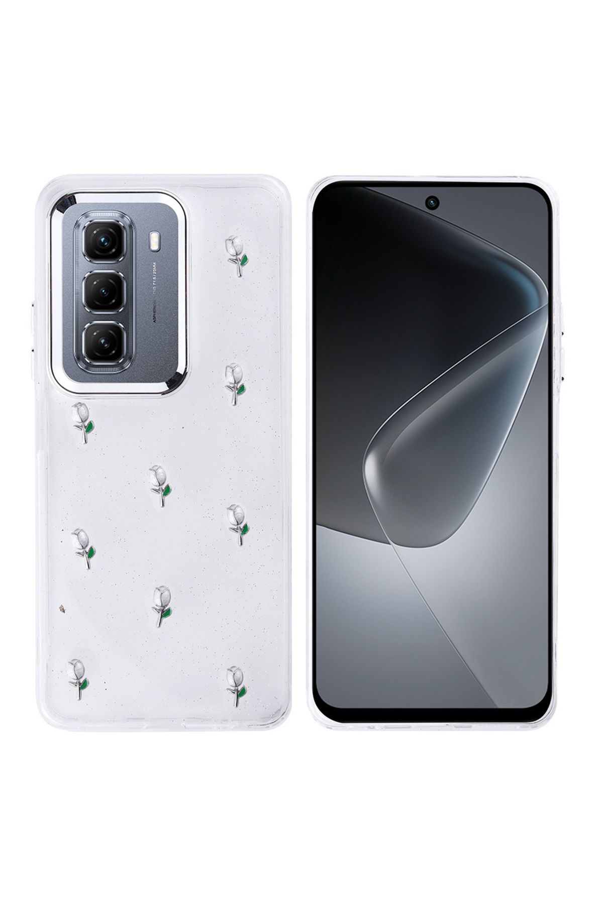 Coverzone İnfinix Hot 50 4G ile uyumlu Kılıf Airbag Köşeli Şeffaf Baskılı Z-Kutup