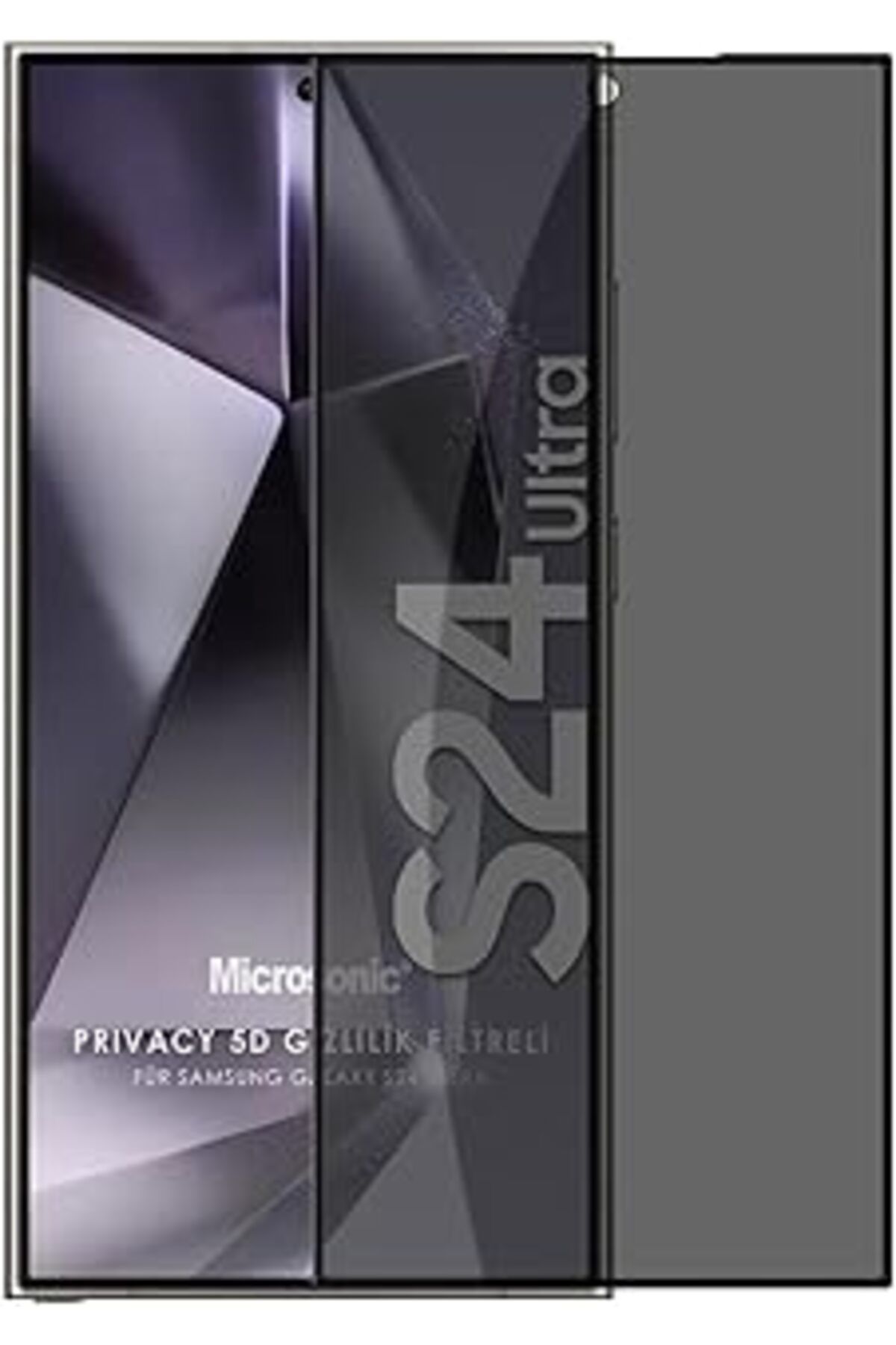 Pazarcan Microsonic Samsung Galaxy S24 Ultra Privacy 5D Gizlilik Filtreli Cam Ekran Koruyucu Siyah