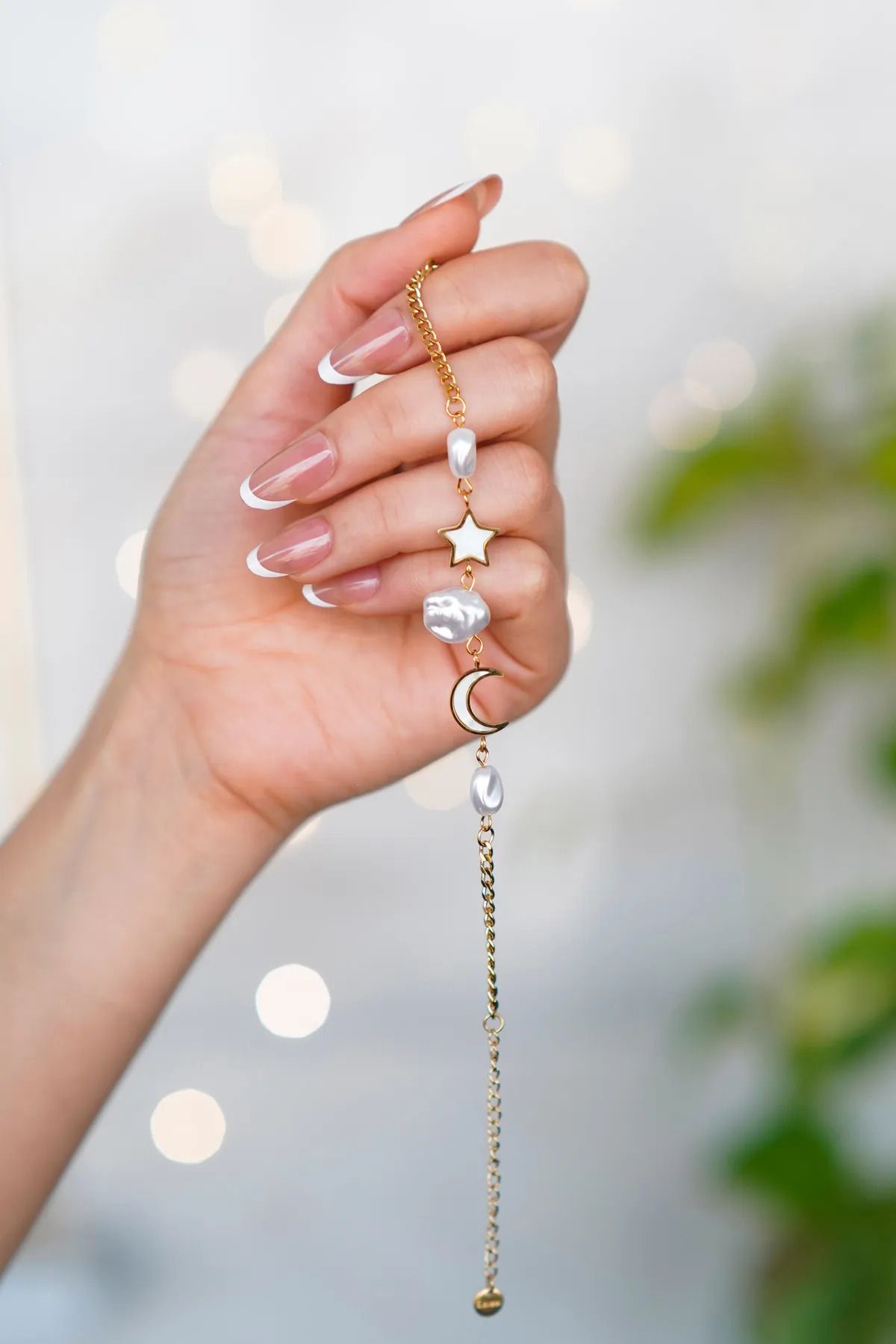 The Collection-Moon Star Mother of Pearl Stone Tarnish Gold Women's Steel Bracelet 5