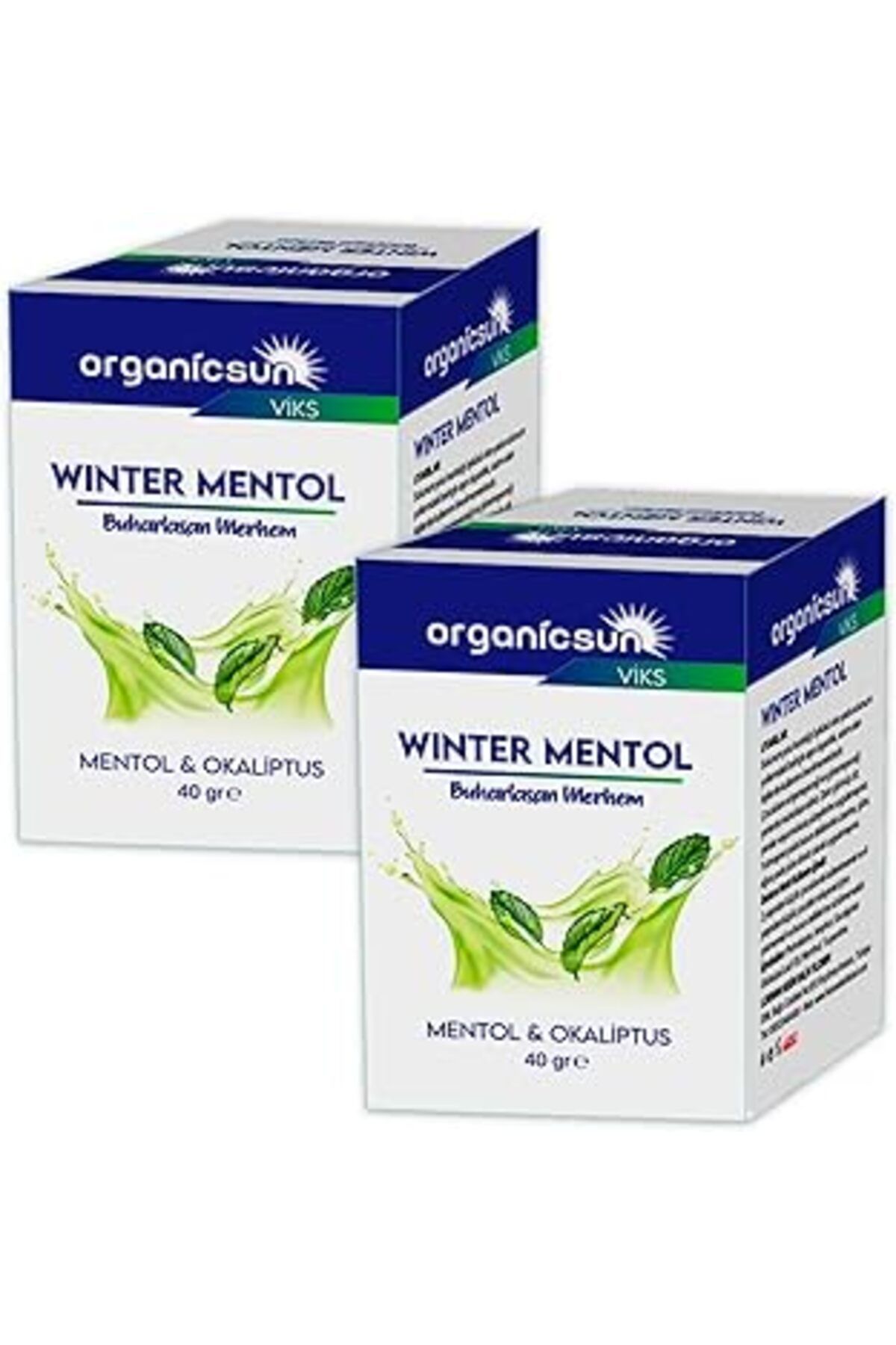 NZM TİCARET Organicsun Winter Mentol Buharlaşan Merhem Viks Vikis Mentol Ve Okaliptus 40 gr X 2 At