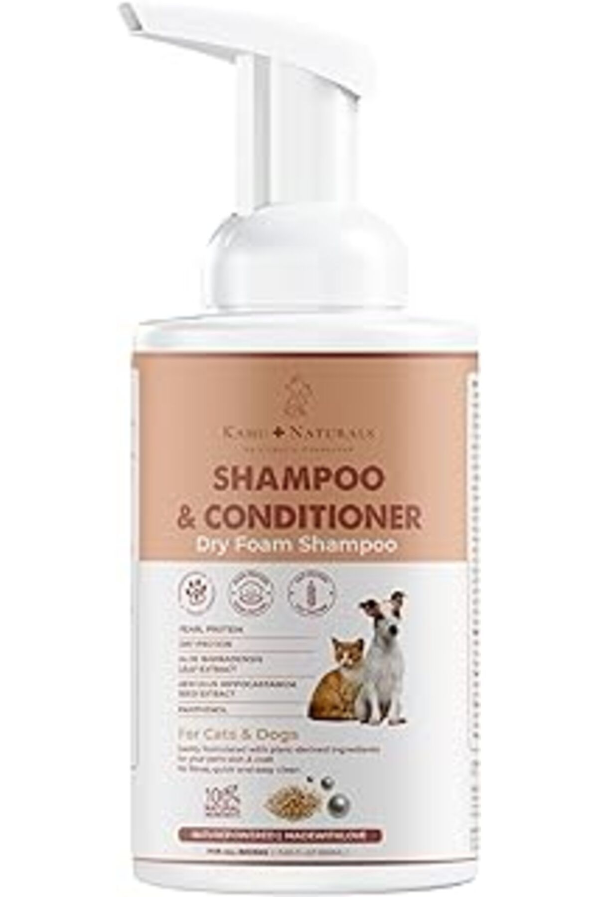Mu Art Ahşap Kahu Naturals Kuru Köpük Şampuan Ve Nemlendirici, Durulamasız, Kolay Tarama, Kedi Ve Köpek, Organik