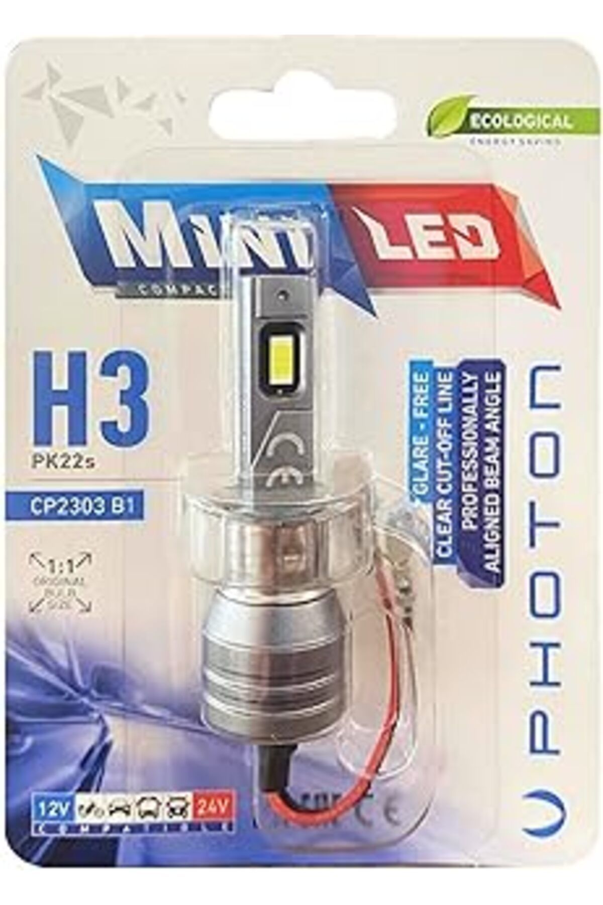 NZM TİCARET H3 Mini Kompakt Led, Pk22S, 12/24V, 1 Adet