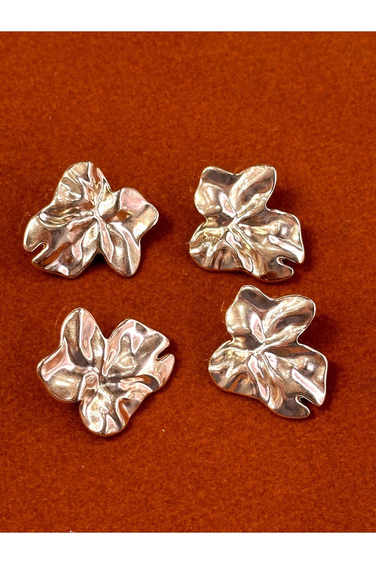 ODDA TASARIM ATÖLYESİ-Z.A.R.A Model Leaf Pattern Crumpled Gold Design Large Size Button Set(3.2cm) 1