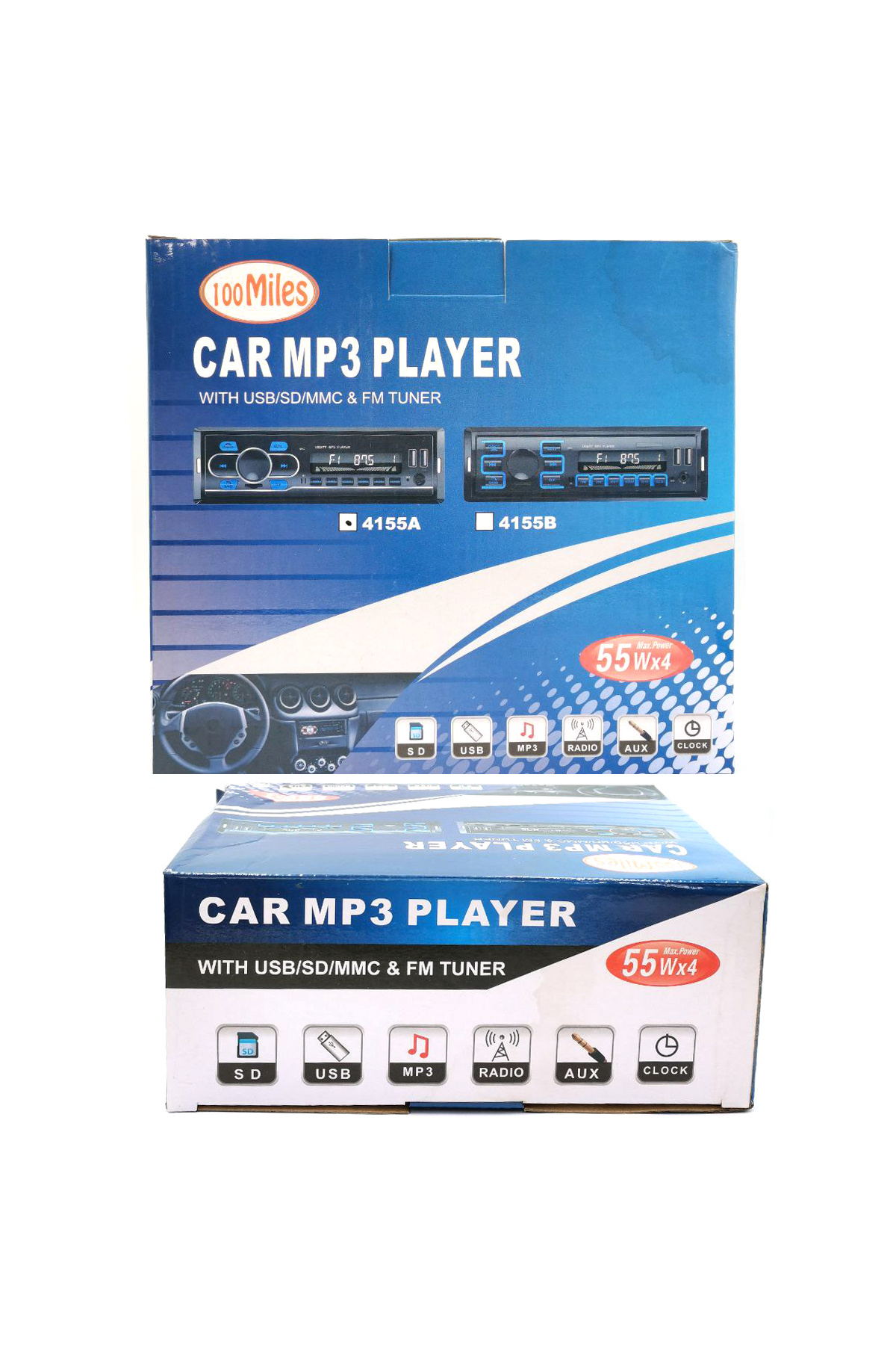 Generic-مشغل MP3 للسيارة 100Miles مزود بمنفذ USB/SD/MMC وموالف FM وبلوتوث وAUX وساعة رقمية 7
