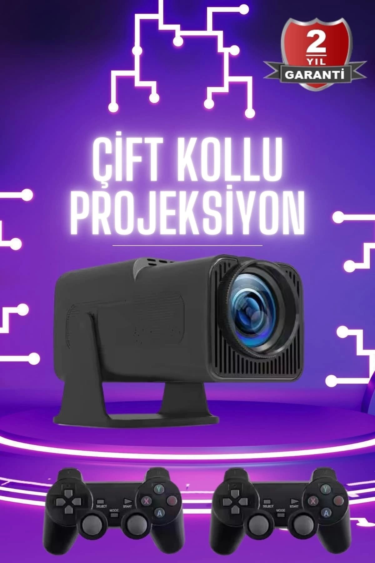 ASTRALTECH Çift Kollu Projeksiyon Taşınabilir Game Projektör Full Hd 1080P 4k Projeksiyon Gamepad