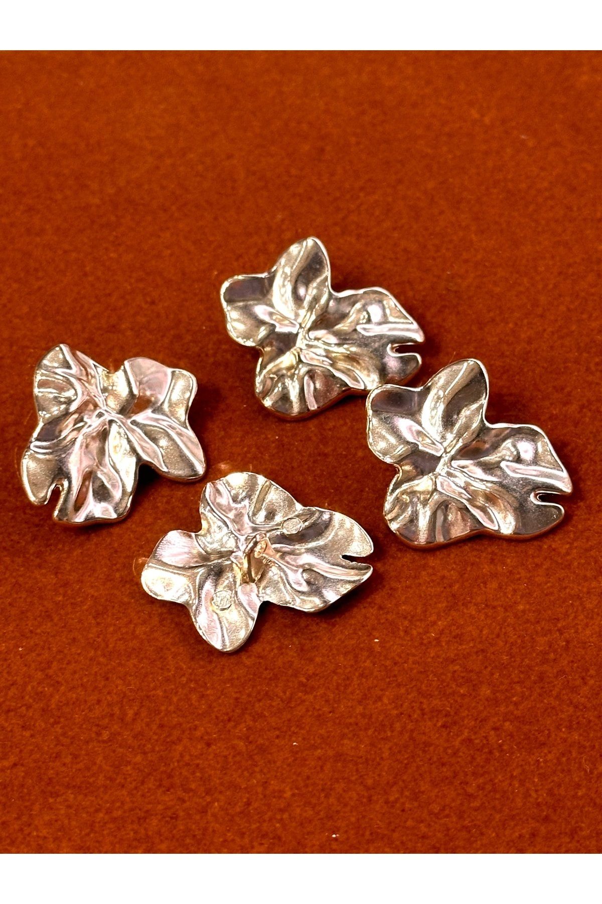 ODDA TASARIM ATÖLYESİ-Z.A.R.A Model Leaf Pattern Crumpled Gold Design Large Size Button Set(3.2cm) 3