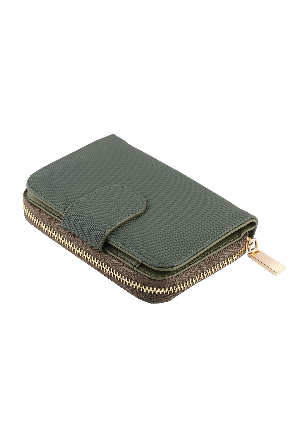 Bagacar-Khaki Zippered Square Women's Wallet 3