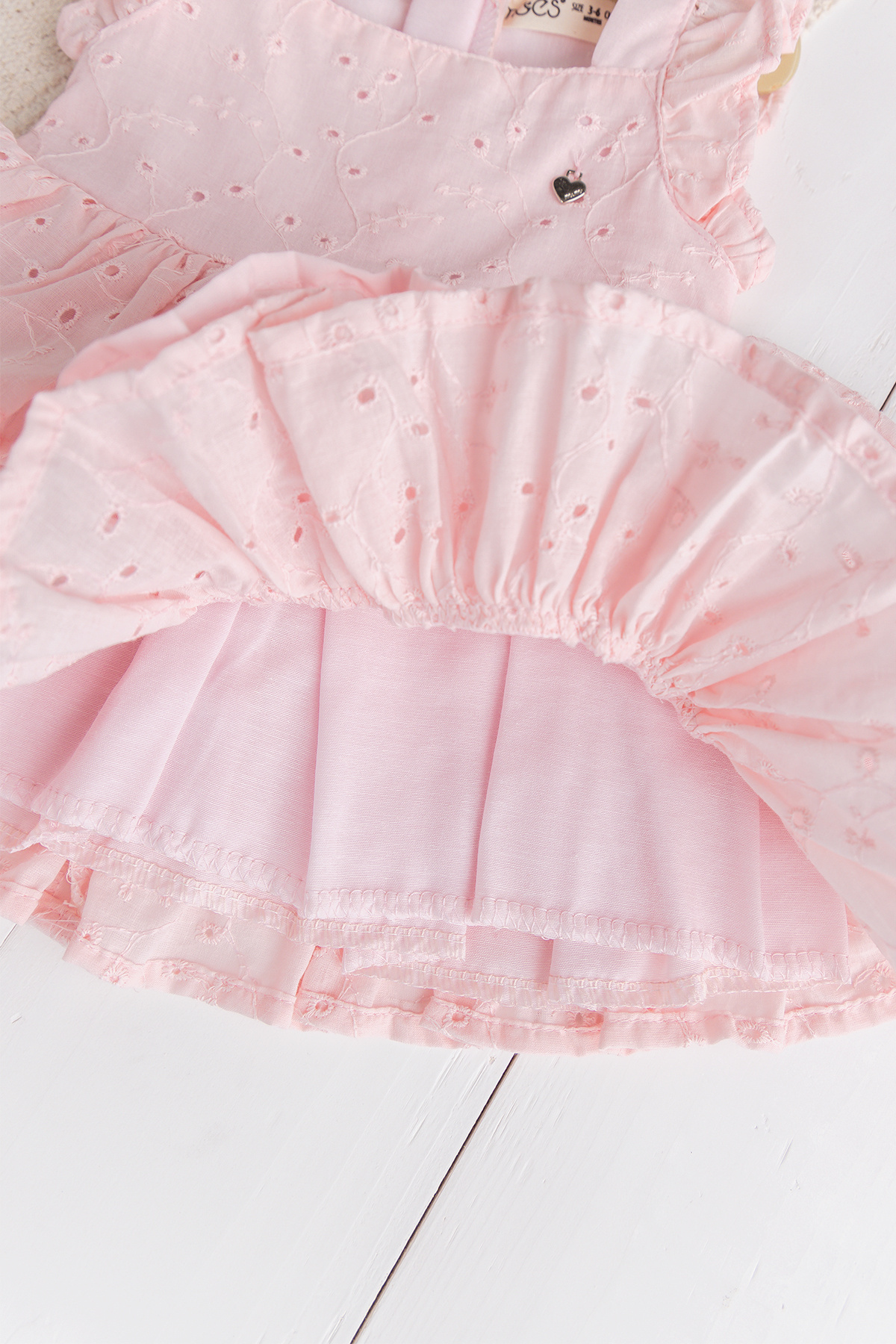 Babymod Üç Katlı %100 Pamuk Kız Bebek Elbise Şık Doğum Günü Özel Gün  Pembe fotoğrafı 4 (önizleme)