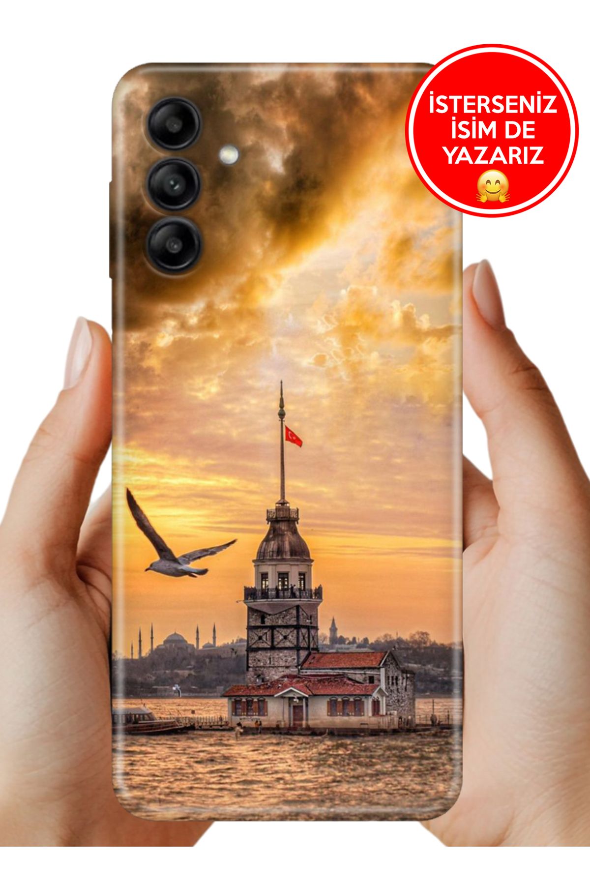 Cekuonline Samsung Galaxy M55 Kılıf Kamera Korumalı Full Desen Arka Silikon Kız Kulesinde