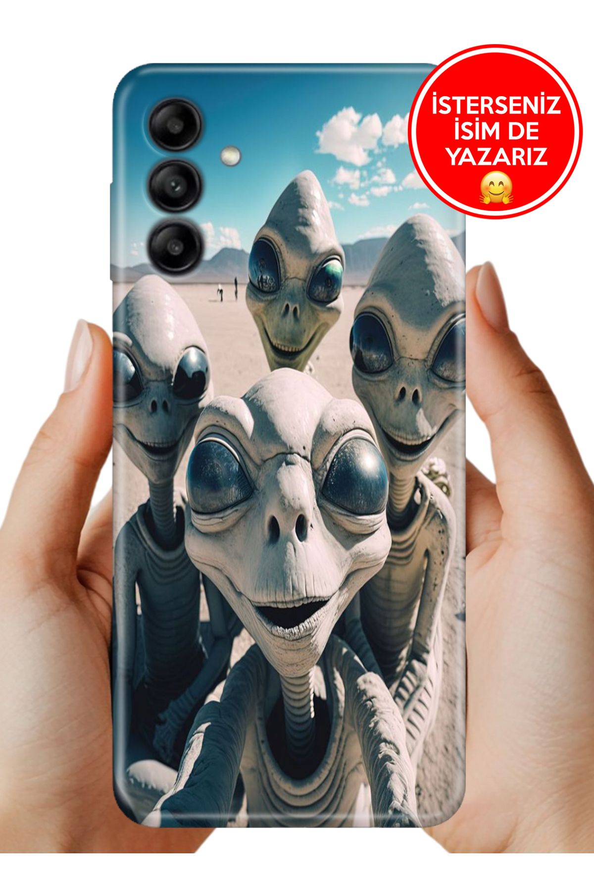 Cekuonline Samsung Galaxy A34 Kılıf Telefon Kılıfı Tasarım Kapak Uzaylılar