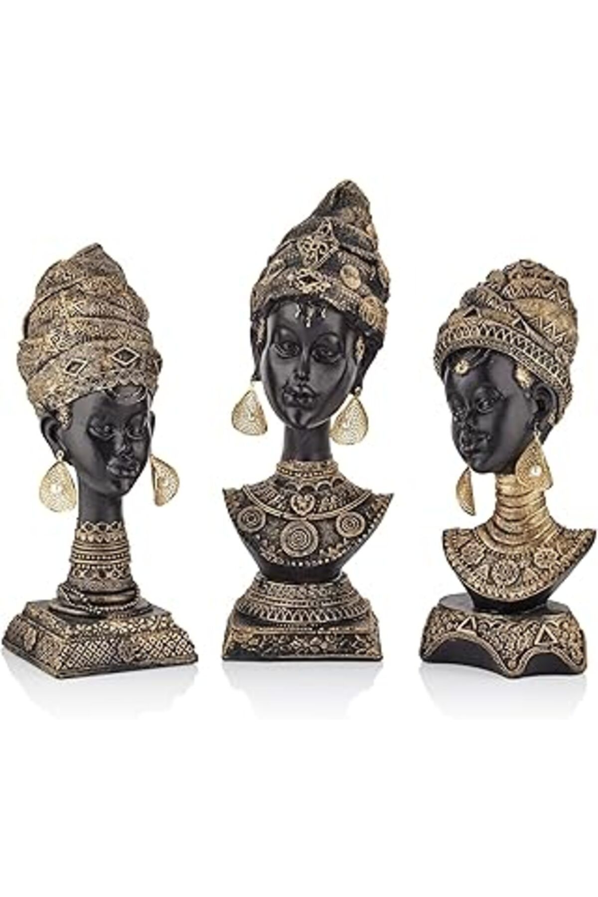 Mu Art Ahşap Setabianca Sthp-024-G Dekoratif 3Lü Kızkardeş Gold, 10X10X30Cm