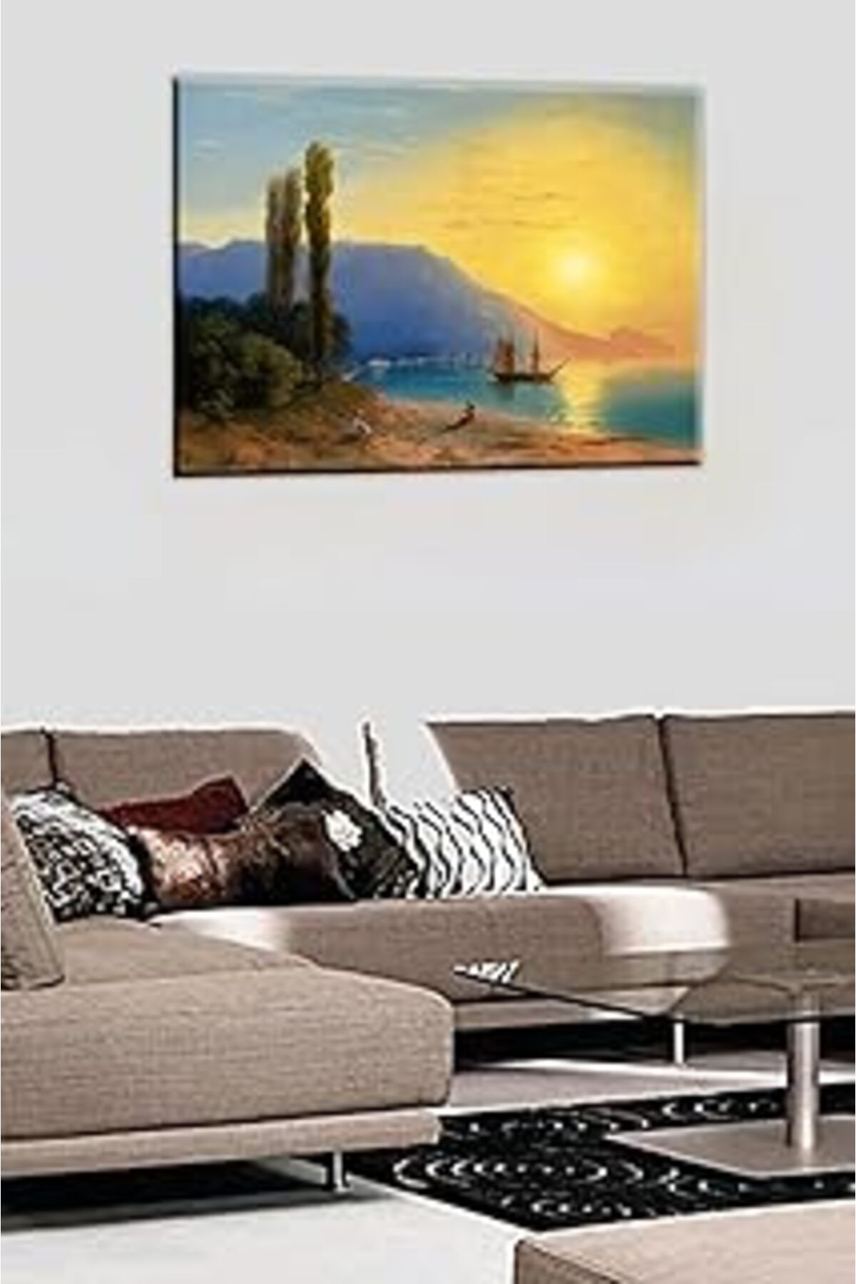 Pazarcan Talya Tablo Osmanlı Oryantal Tablolar Manzara Gemi Deniz 100X70 No-2464