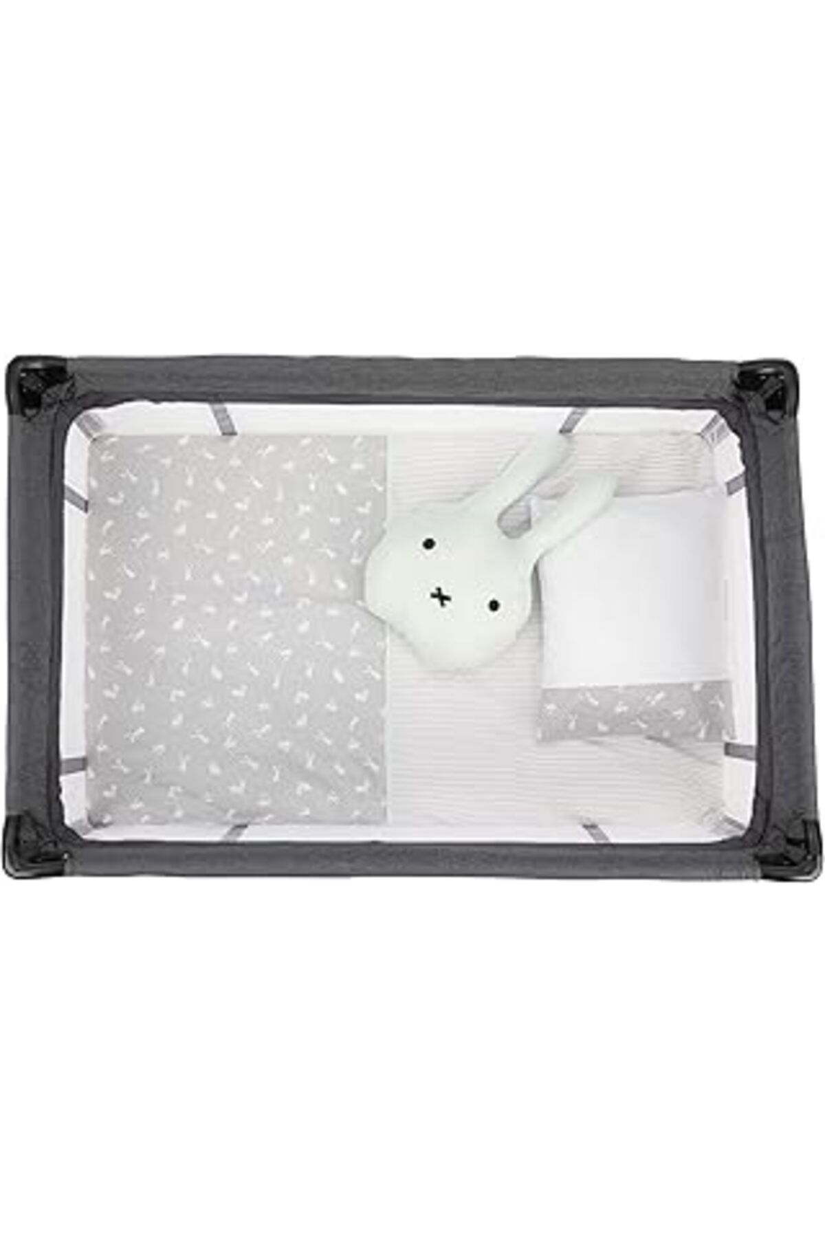 Mu Art Sema Baby 6 Parça Lüks Park Yatak Bebek Uyku Seti, Happy Rabbit