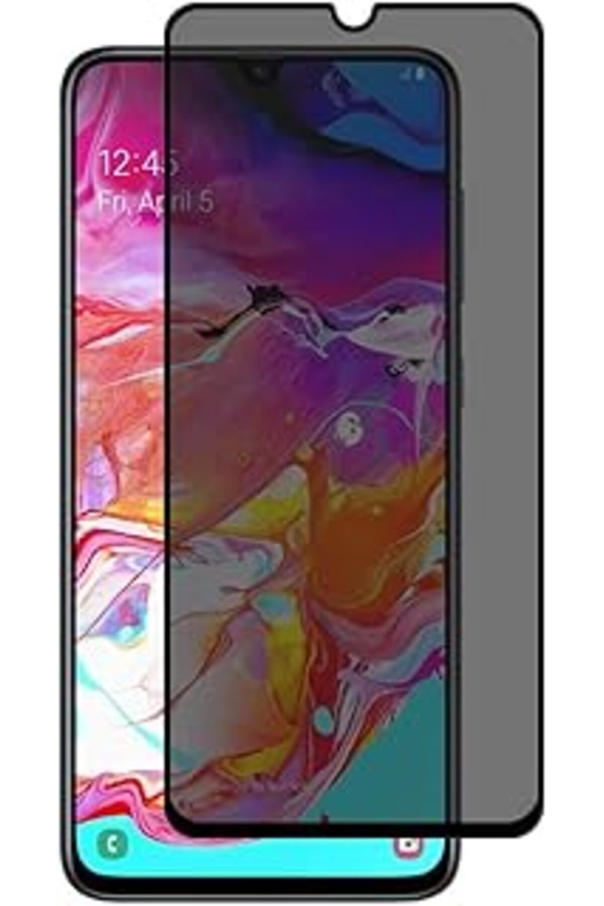 Pazarcan Microsonic Samsung Galaxy A70 Privacy 5d Gizlilik Filtreli Cam Ekran Koruyucu Siyah