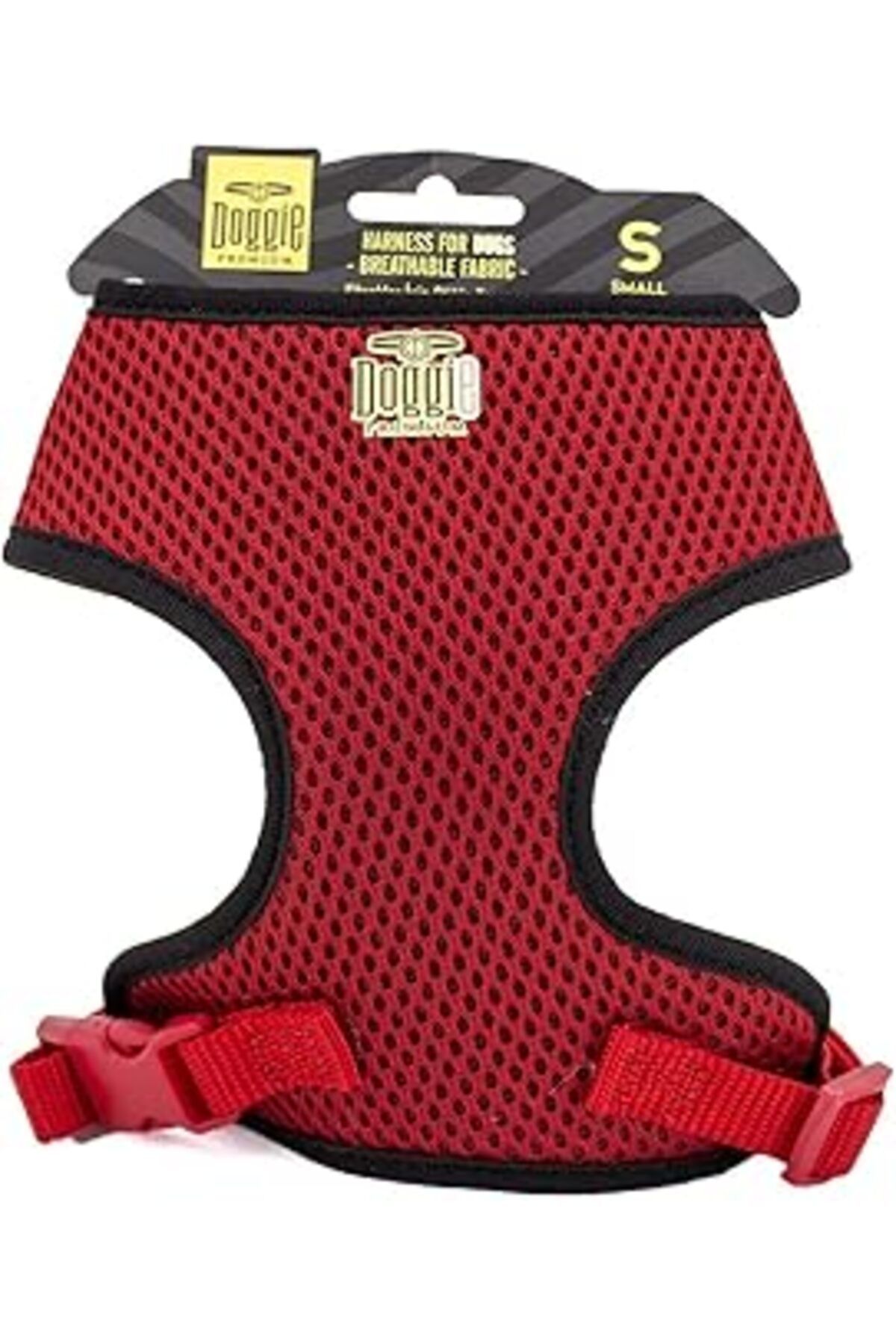 robotrend Doggie Dokuma Havalı Junıor Göğüs Tasması Kırmızı 1,5X25-35 Cm
