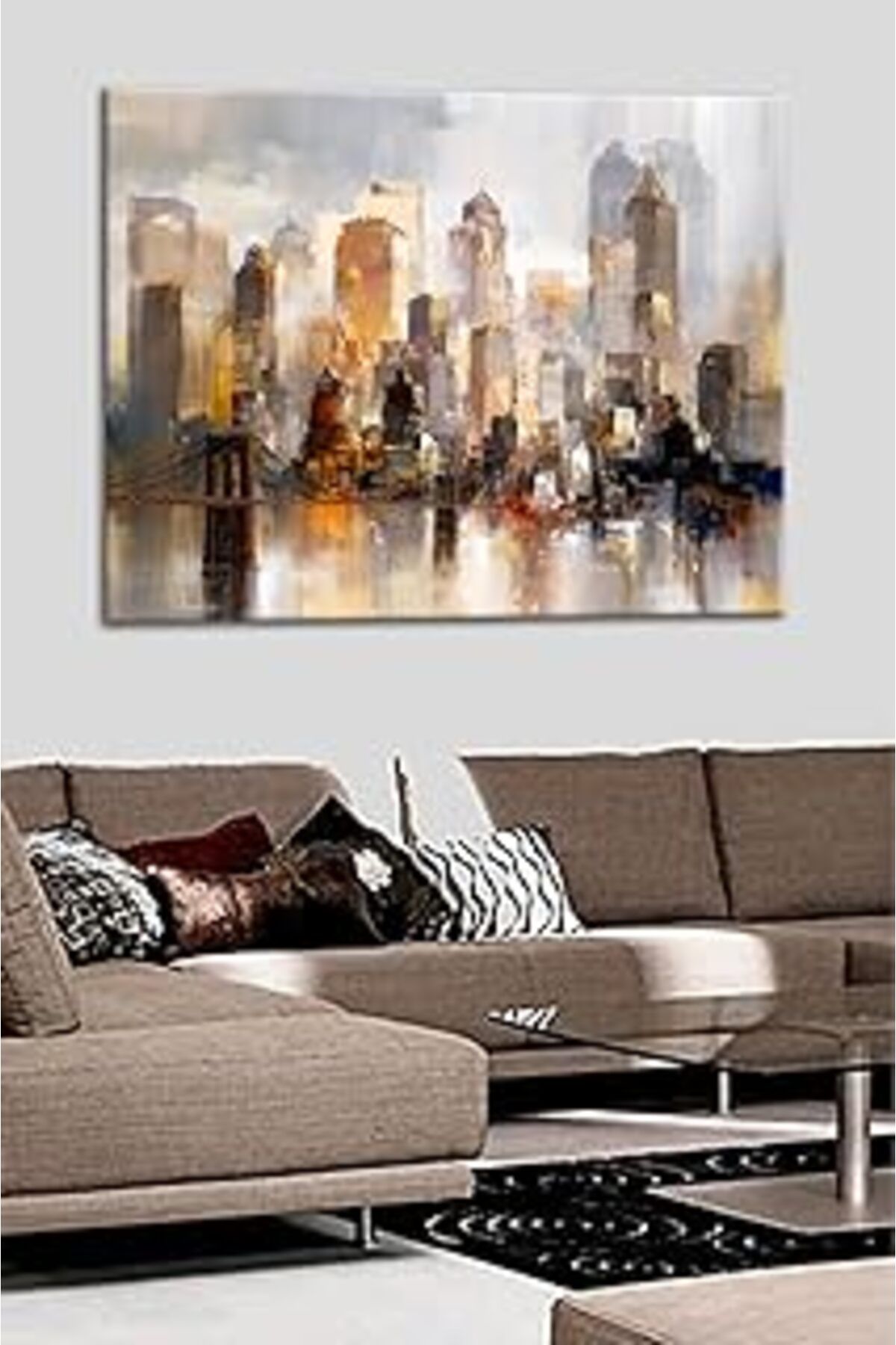 Pazarcan Talya Tablo Şehir Silüeti. Size Ait Seçkin Mekanlar. Ev İşyeri Ve Otel Odaları Için 100X70 No-4385