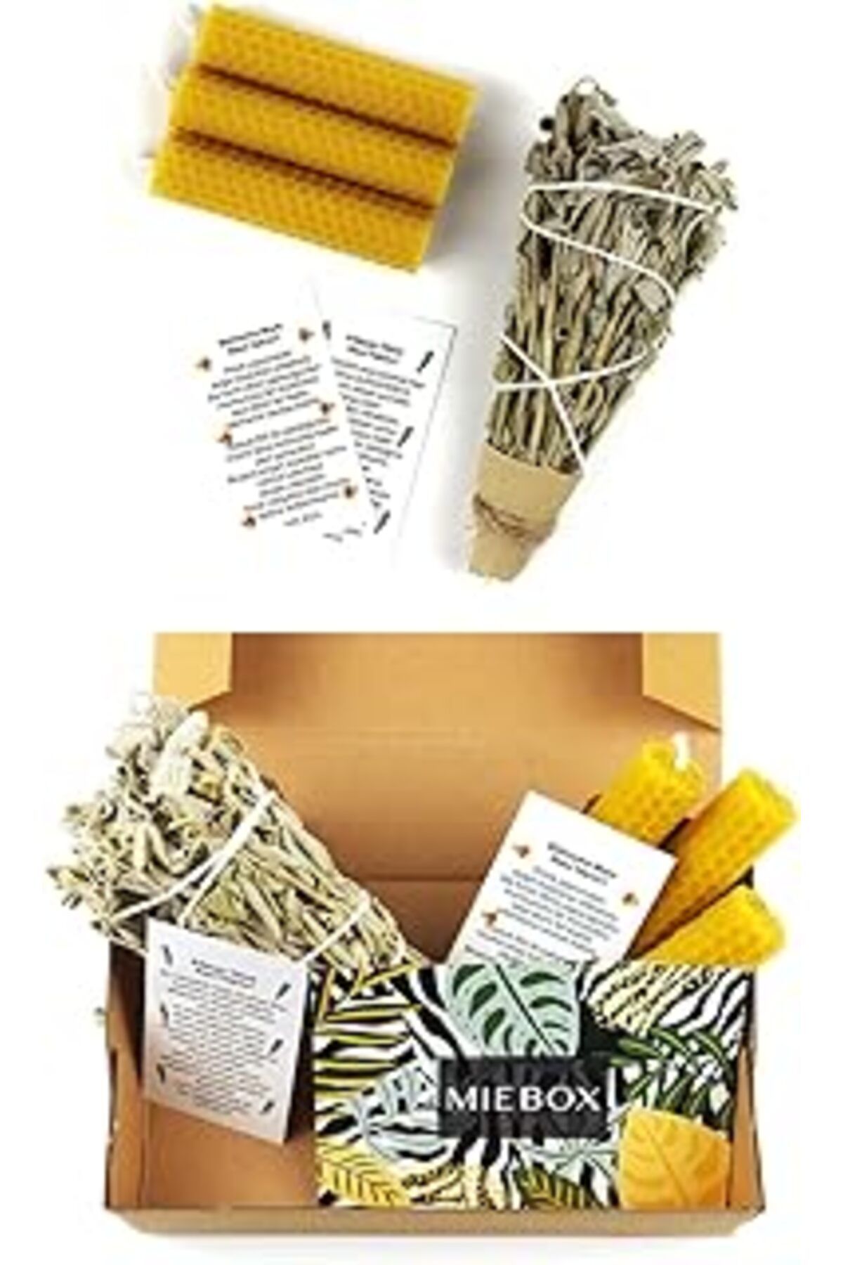 Pazarcan Miebox Make It Easier Arınma Ve Enerji Başlangıç Seti : Adaçayı Tütsü Ve 3 Organik Balmumu Mum