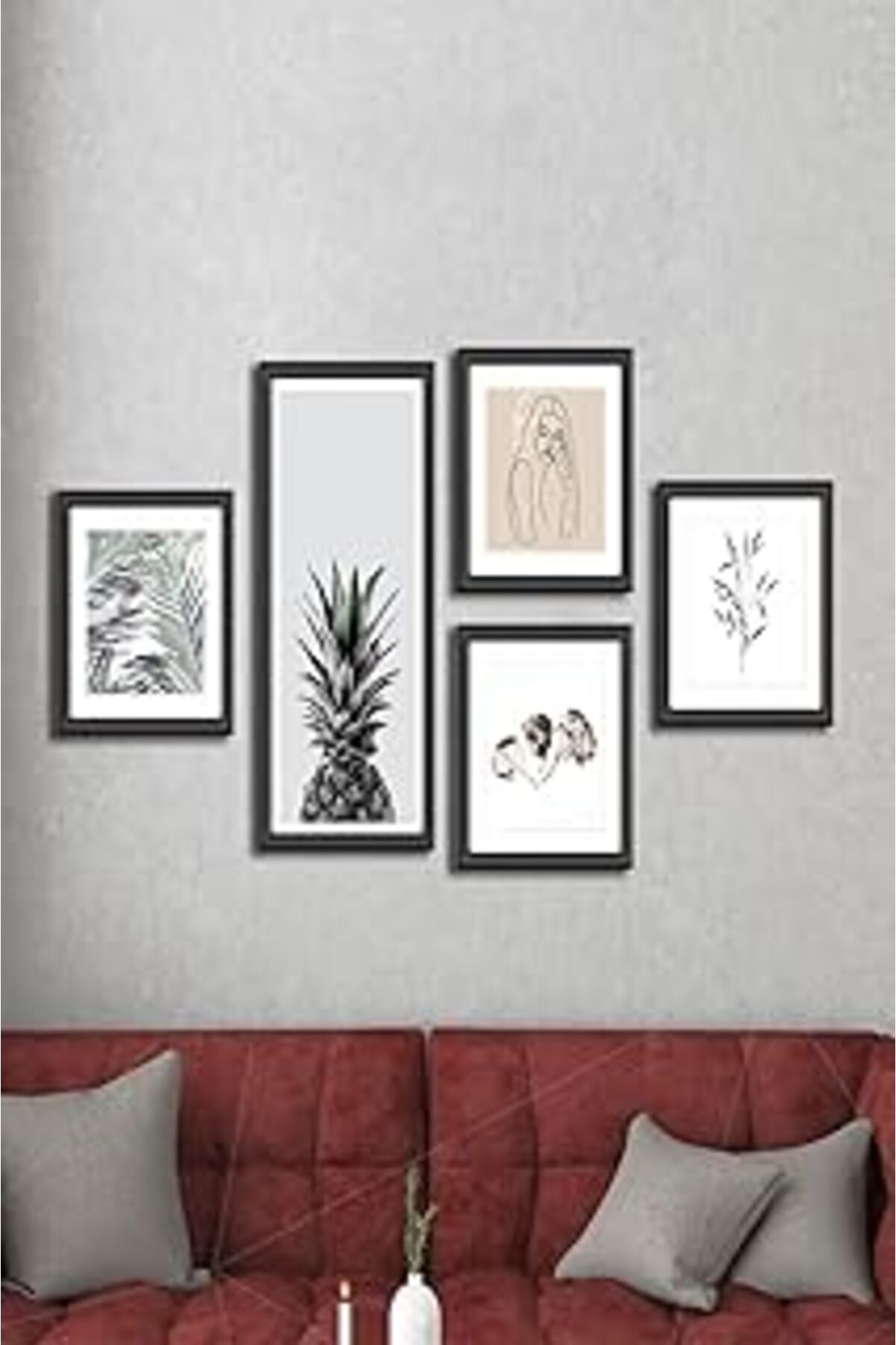 Hepta Collection Dekolia 5 Parça Dekoratif Mdf Tablo Seti Çerçeve Görünümlü Dekoliadkg004