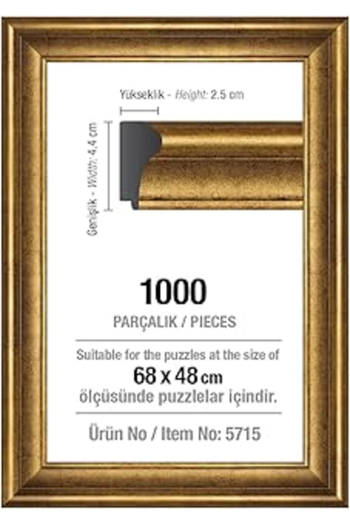 robotrend Art Puzzle 1000 Parça Altın 68 X 48 Cm, 43 Mm, Puzzle Çerçevesi