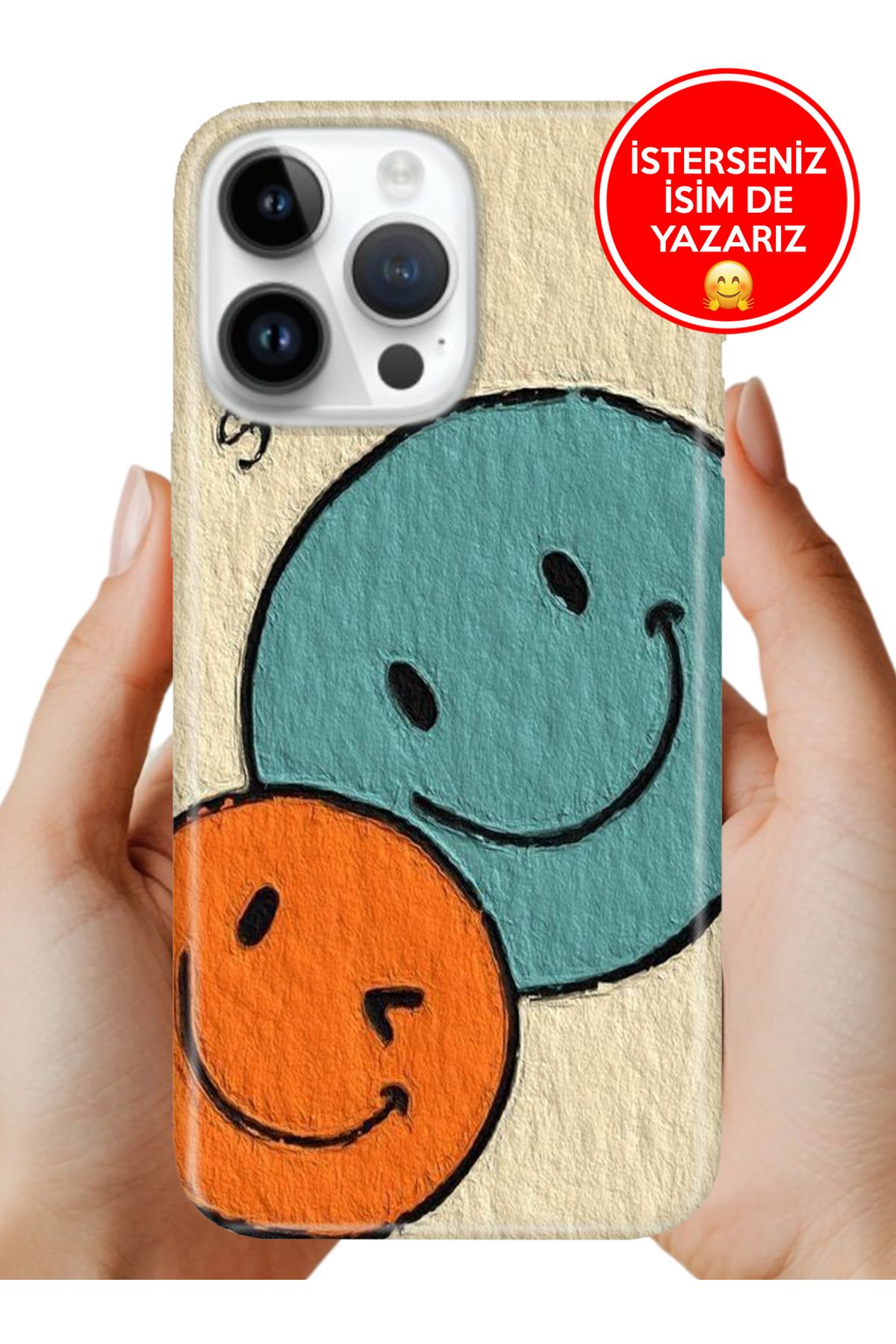 Cekuonline iPhone 16 Pro Kılıf Tam Rubber Esnek Silikon Full Koruma Smile 06744