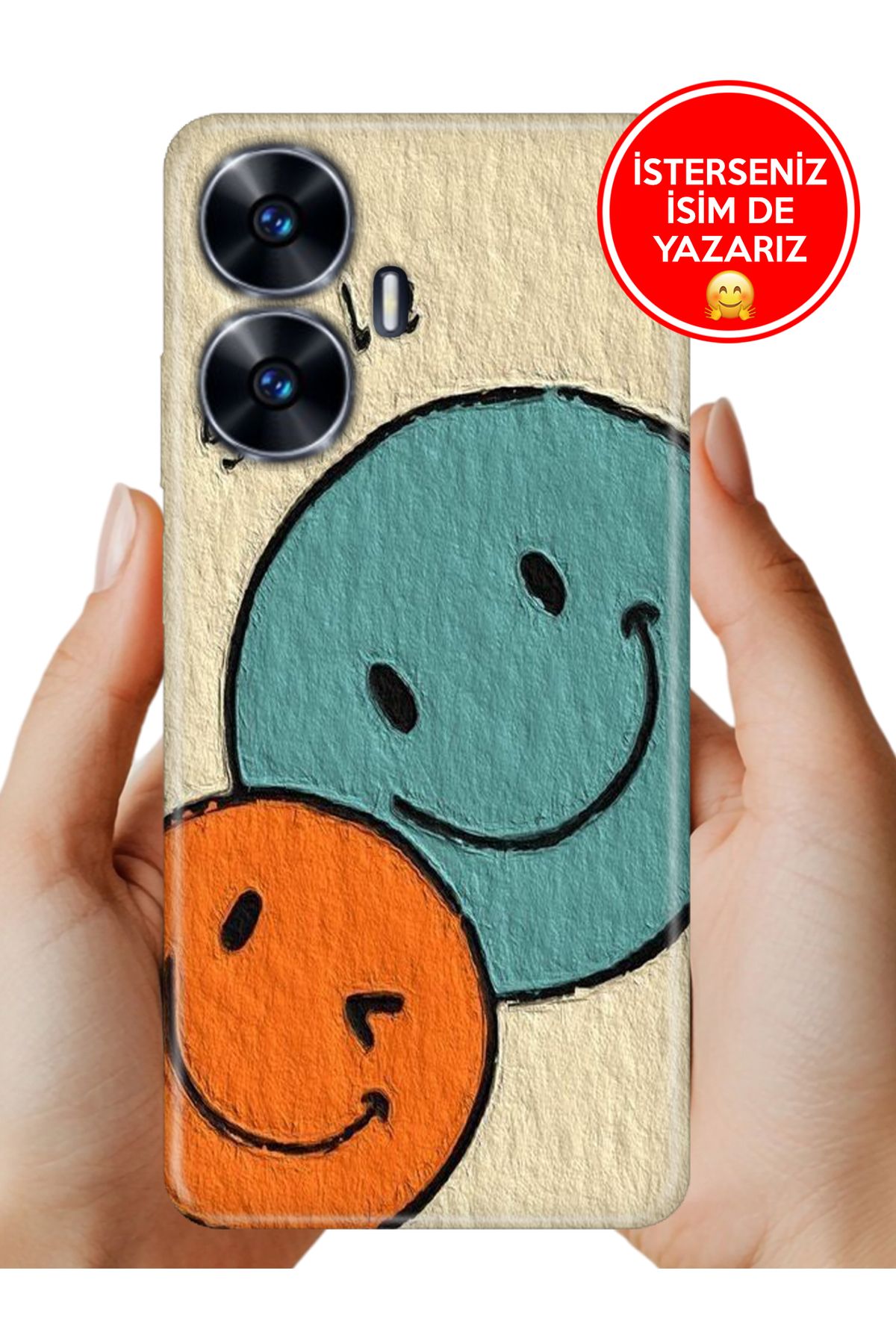 realme C55 Kılıf Tam Rubber Esnek Silikon Full Koruma Smile 06744