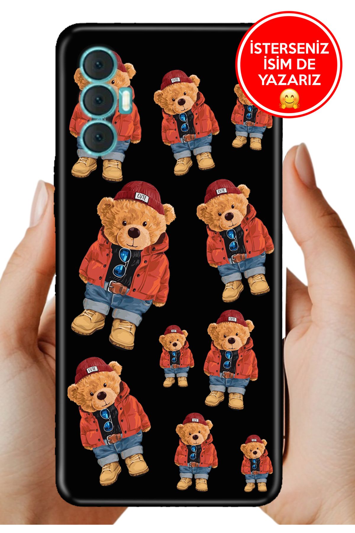 TECNO Spark 8 Pro Kılıf Cekuform Desenli Esnek Kapak Bear Teddy