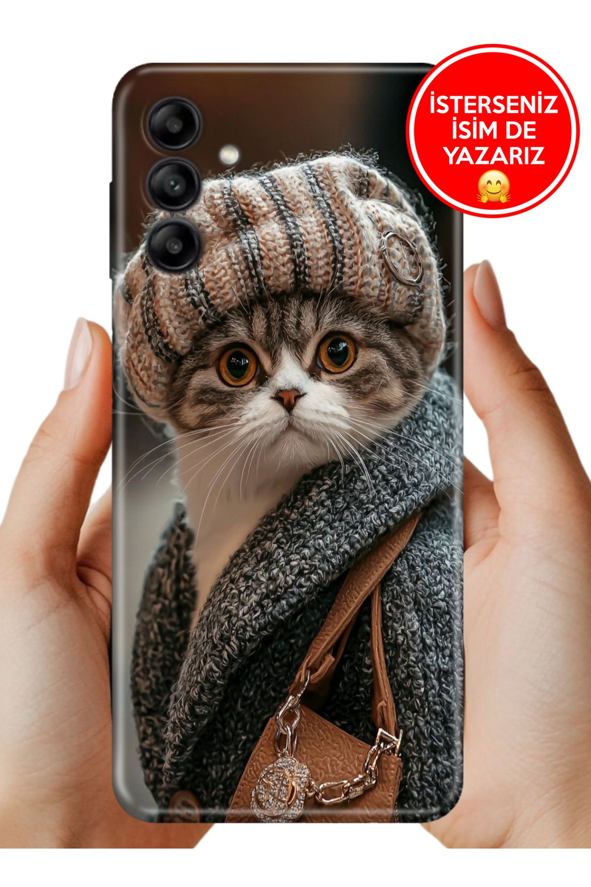 Cekuonline Samsung Galaxy A34 Kılıf Baskılı Life Style Kapak Silikon Parisli Kedi