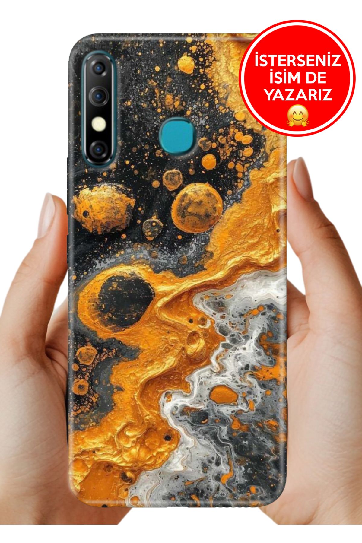 Cekuonline İnfinix Hot 8 Kılıf Kamera Korumalı Full Desen Arka Silikon Krater