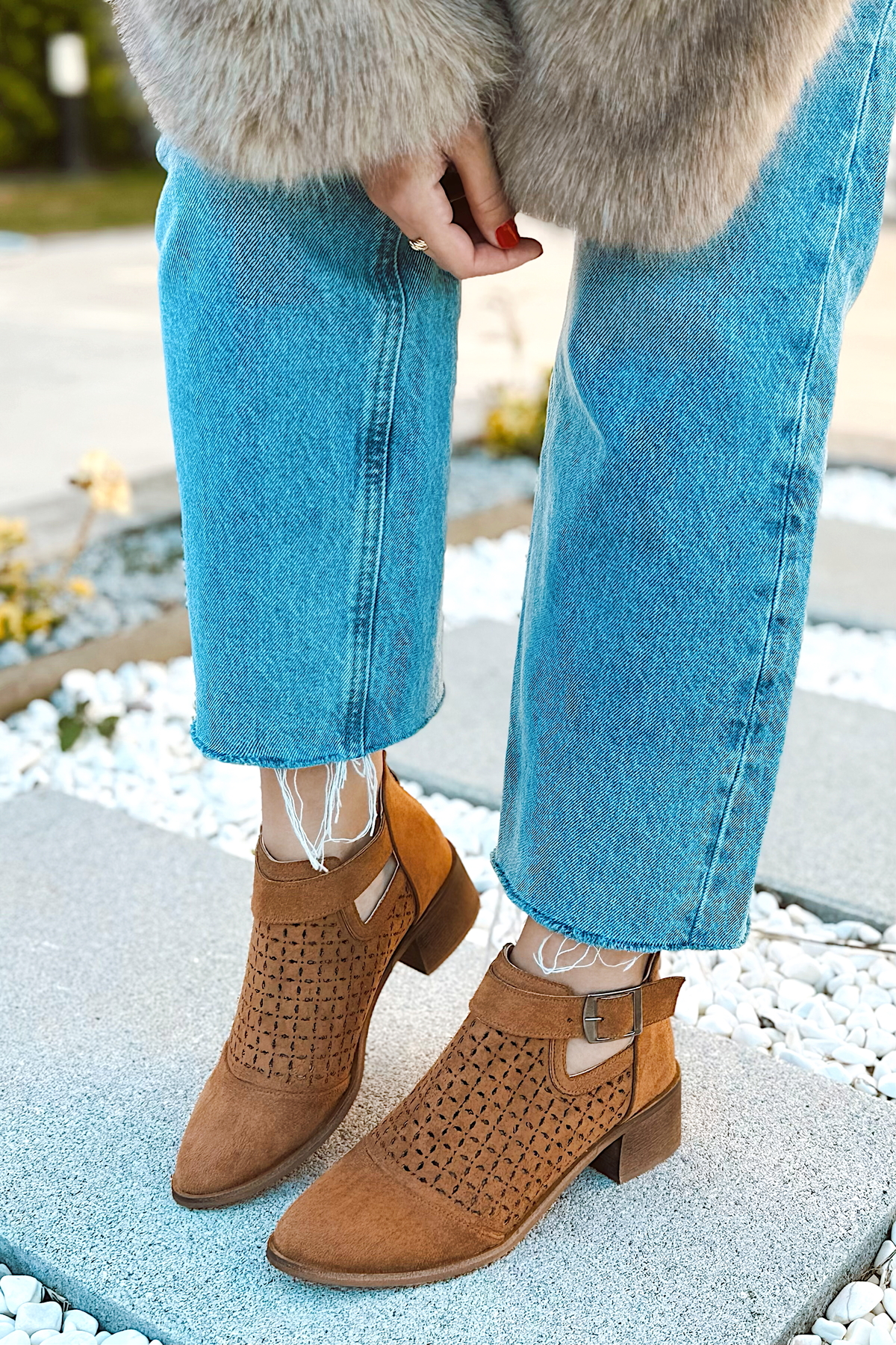 POLKA STORE  Spring Kadın Süet Delikli Western Yazlık Kovboy Çizme Bot - Görsel 2