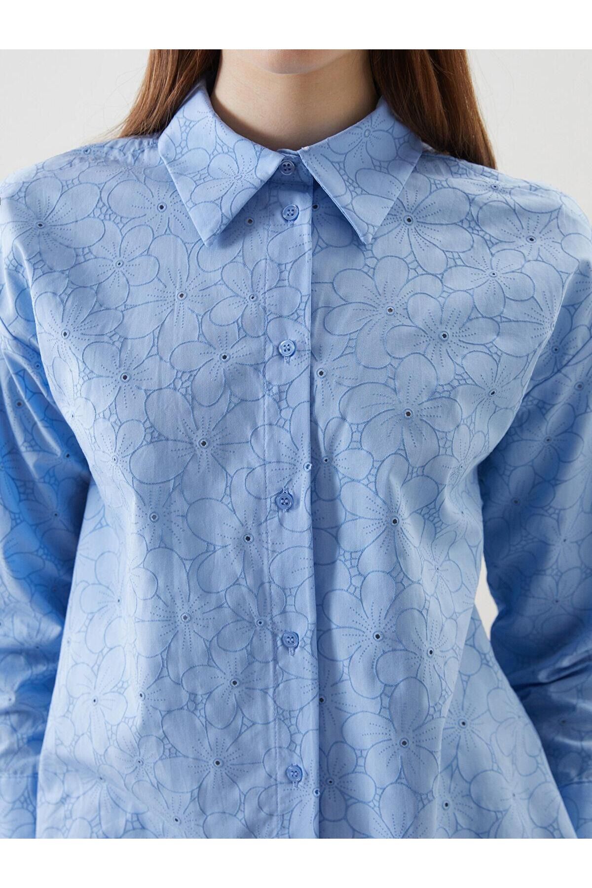LC Waikiki-Lcw Modest Floral Oversize Poplin Women's Shirt Tunic 3