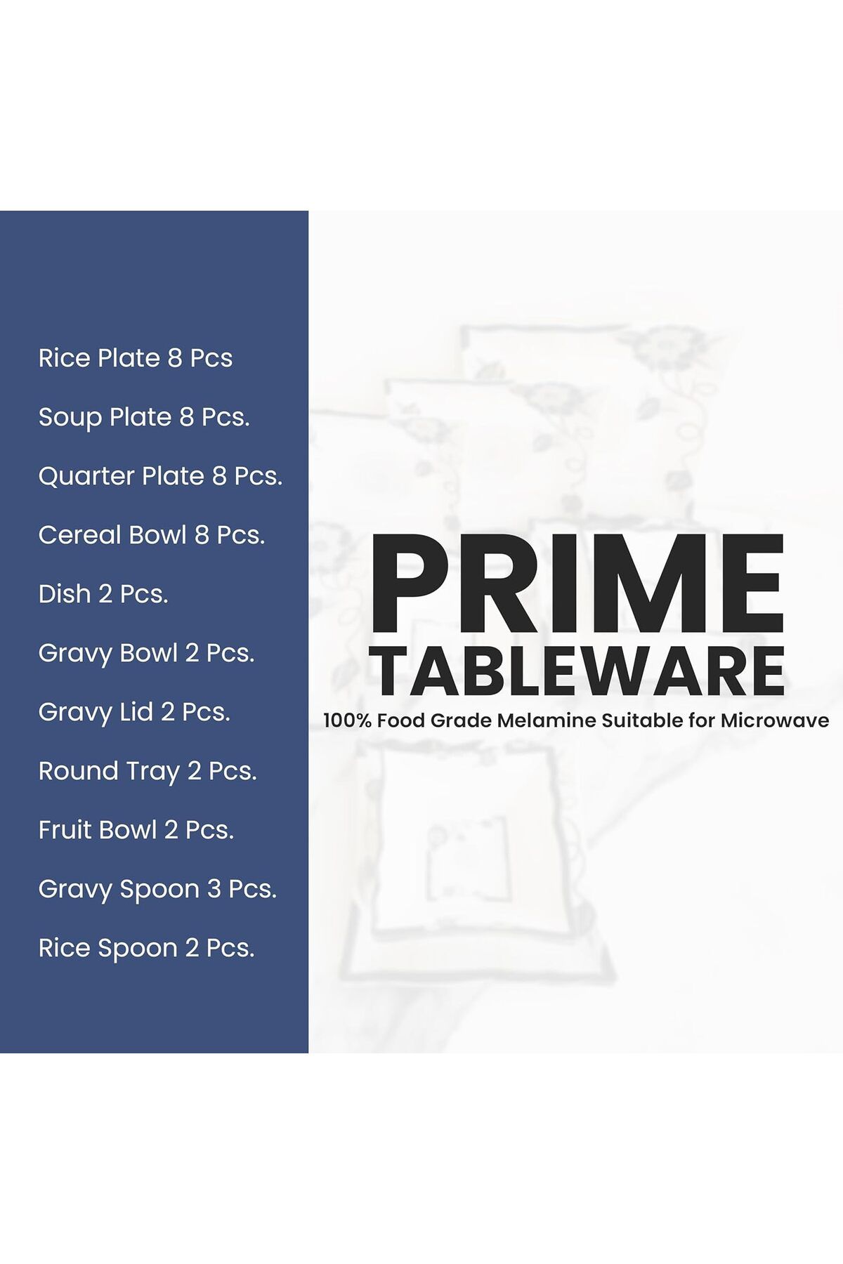Prime-طقم عشاء ميلامين مكون من 47 قطعة لـ 8 أشخاص 5
