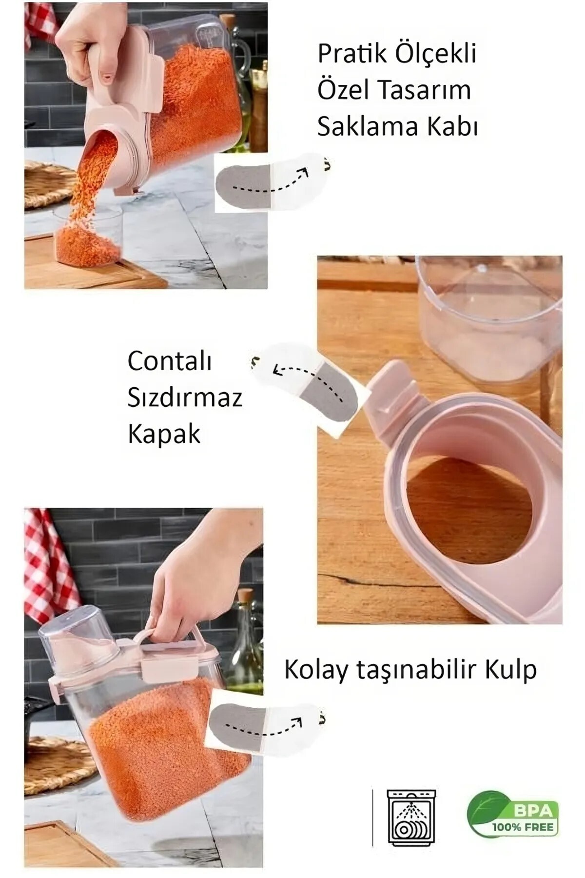 Online Kapında-Multifunctional Storage Container with Lid - Detergent Container - Pulses Storage Container 3