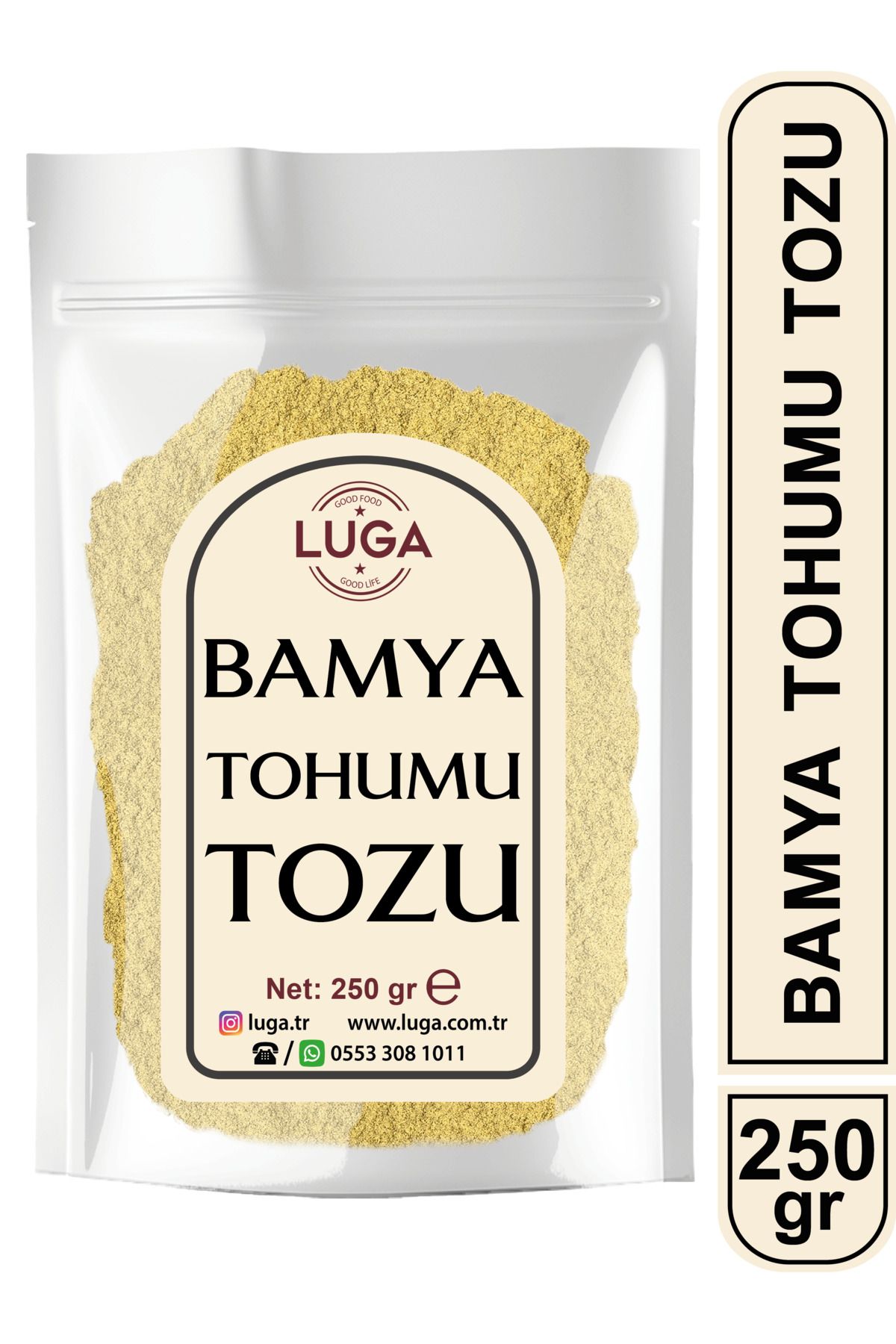 Luga Bamya Tohumu Tozu 250 gr - Saf, Katkısız, Taze Öğütülmüş, Yeni Mahsul, Yerli Ürün