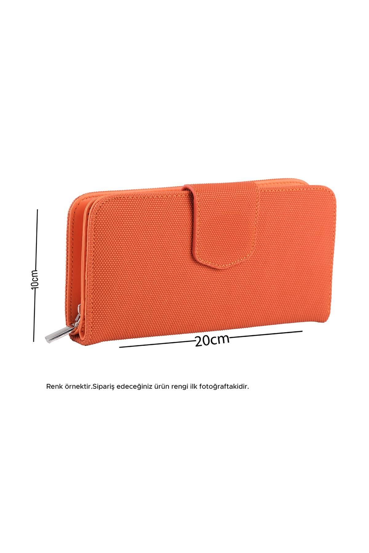 Bagacar-Orange Zippered Rectangular Large Size Women's Wallet 8