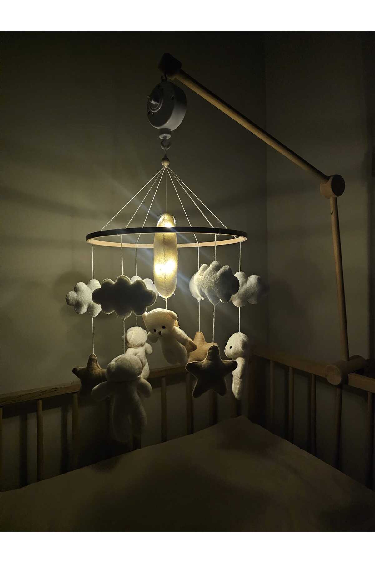 fn Işıklı Bebek Beşik Dönencesi Bebek Odası Dekorasyonu Montessori Oyuncak fotoğrafı 4 (önizleme)