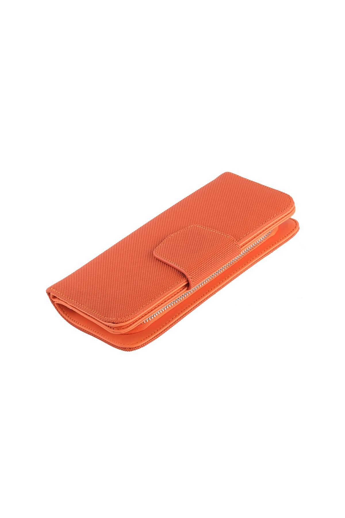 Bagacar-Orange Zippered Rectangular Large Size Women's Wallet 4