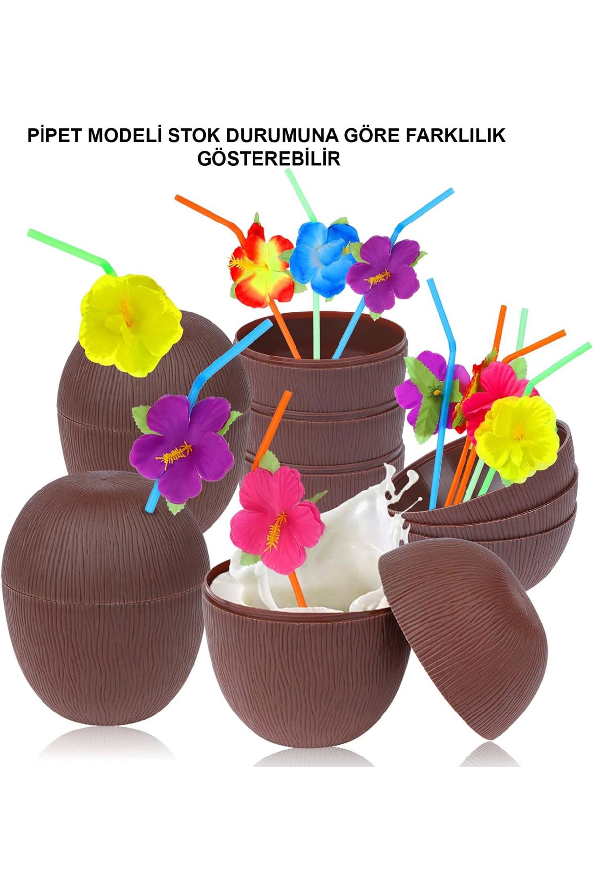 Yeni Nesil Toptancı - YNT Hindistan Cevizi Hawaii Luau Aloha Pipetli İçecek Kabı Bardak 10x13 Cm 1 Adet
