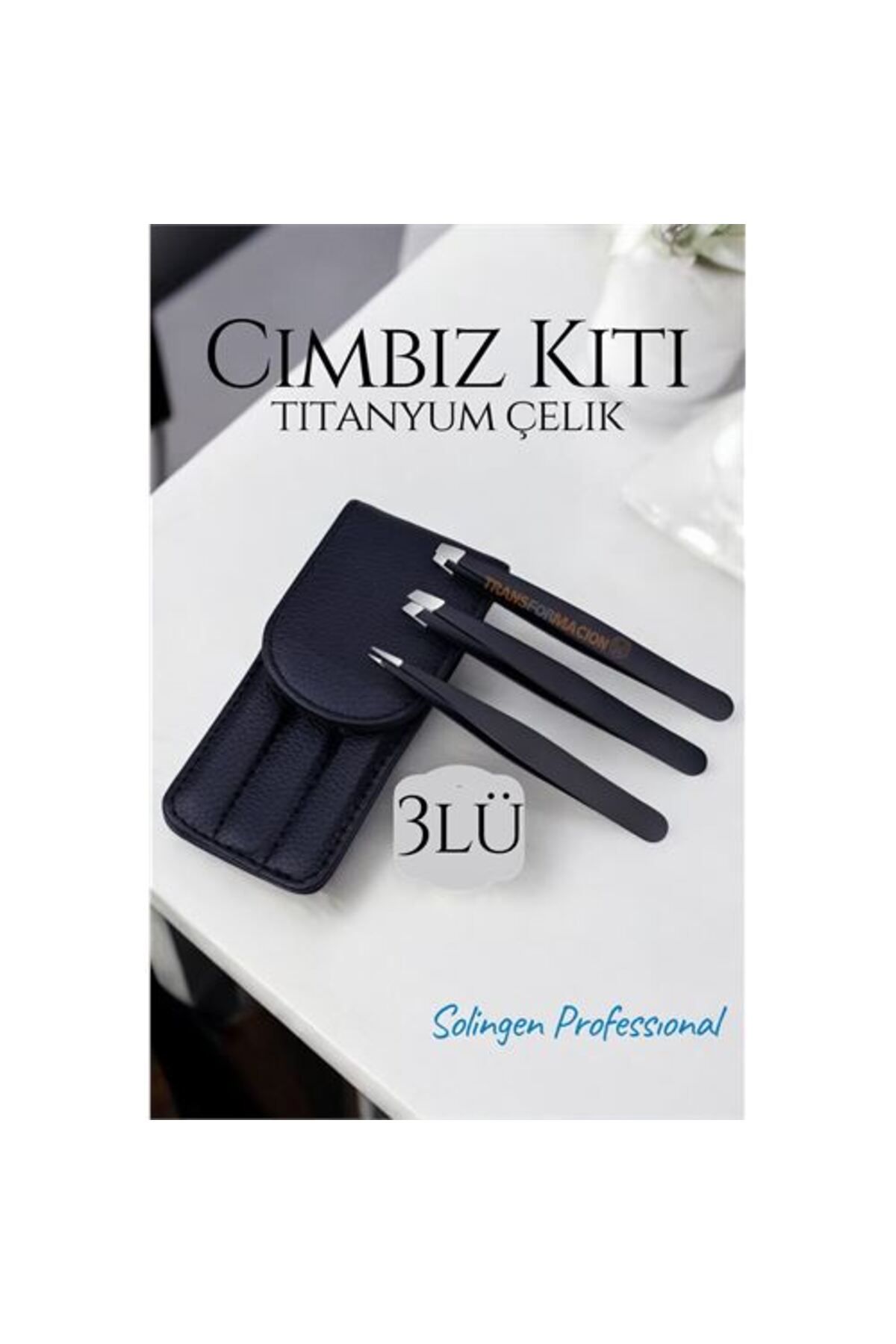 BEŞMİNARE DKTT Cımbız Kiti Deri Kılıflı Titanyum Çelik Solingen