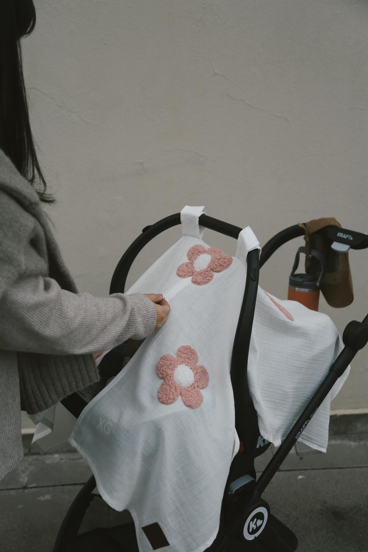 DERY BABY Teddy Pudra Papatya Fermuarlı 2 Kat Müslin Puset Örtüsü fotoğrafı 6 (önizleme)