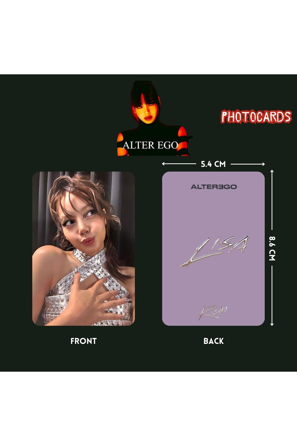 Kpop Dünyasi-Blackpink Lisa'' Alter Ego'' Roxi Photocards Set 2