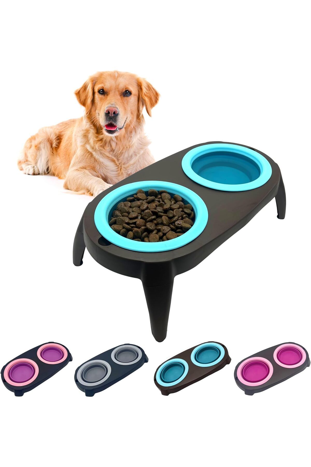 Busstier-Foldable Double Compartment Food and Water Container - Ergonomic and Portable Design 8