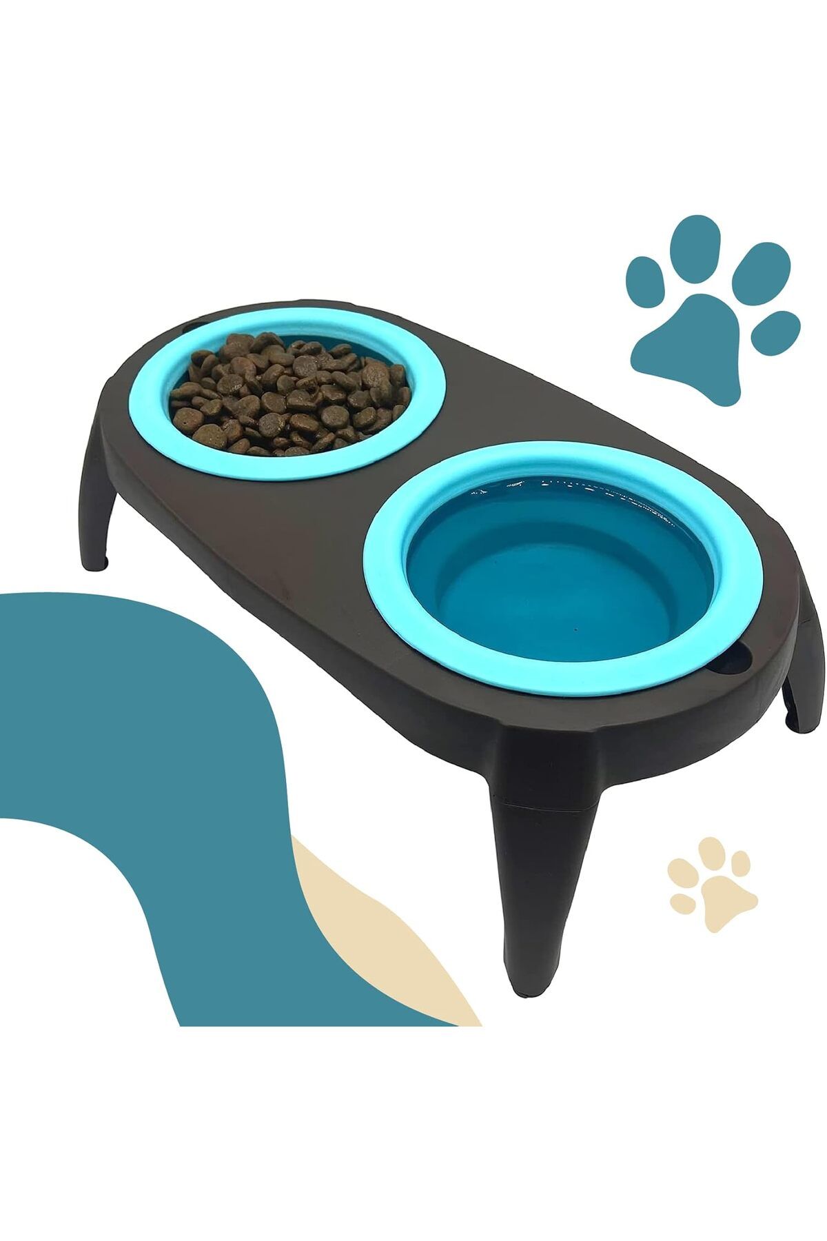 Busstier-Foldable Double Compartment Food and Water Container - Ergonomic and Portable Design 4