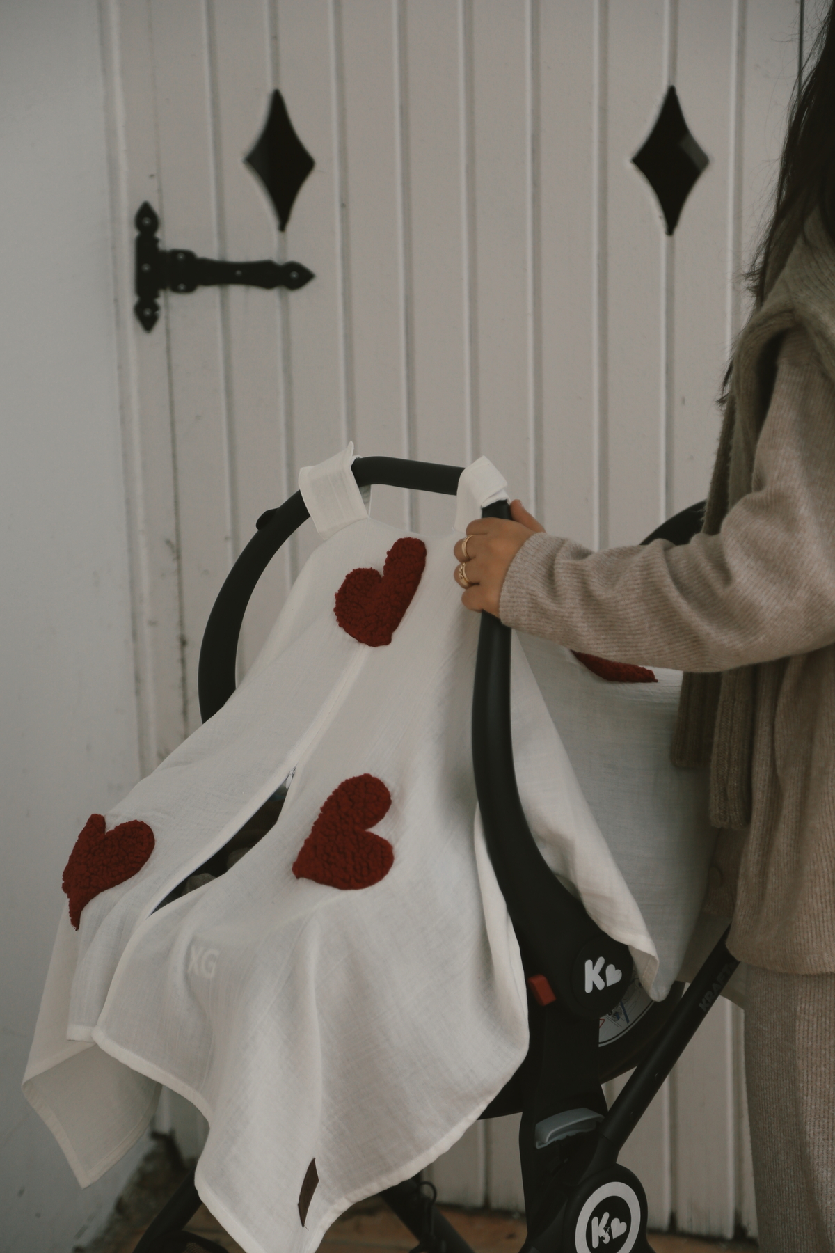 DERY BABY Teddy Kırmızı Kalp Fermuarlı 2 Kat Müslin Puset Örtüsü fotoğrafı 7 (önizleme)