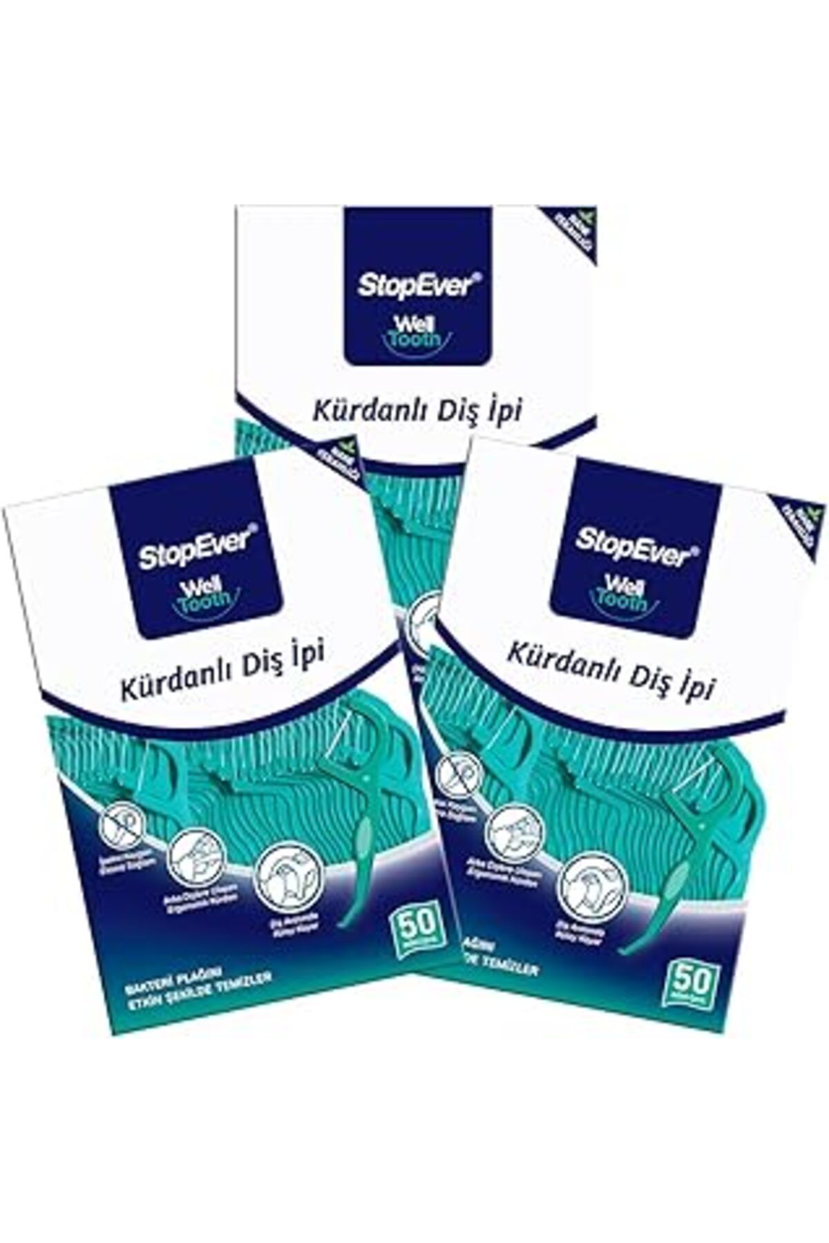 Qedii Stopever Kürdanlı Diş Ipi 3'lü Paket 3x50 (150 Adet )