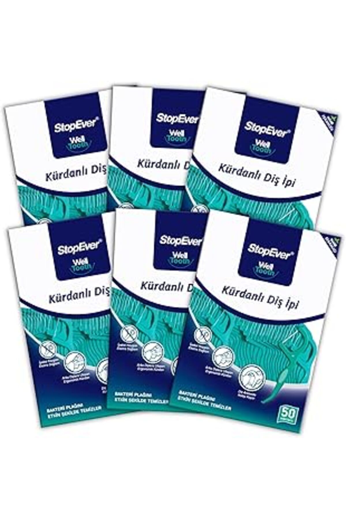 Qedii Stopever Nane Ferahlığı Kürdanlı Diş İpi 3'Lü Paket 300 Adet (6 X 50 Adet)