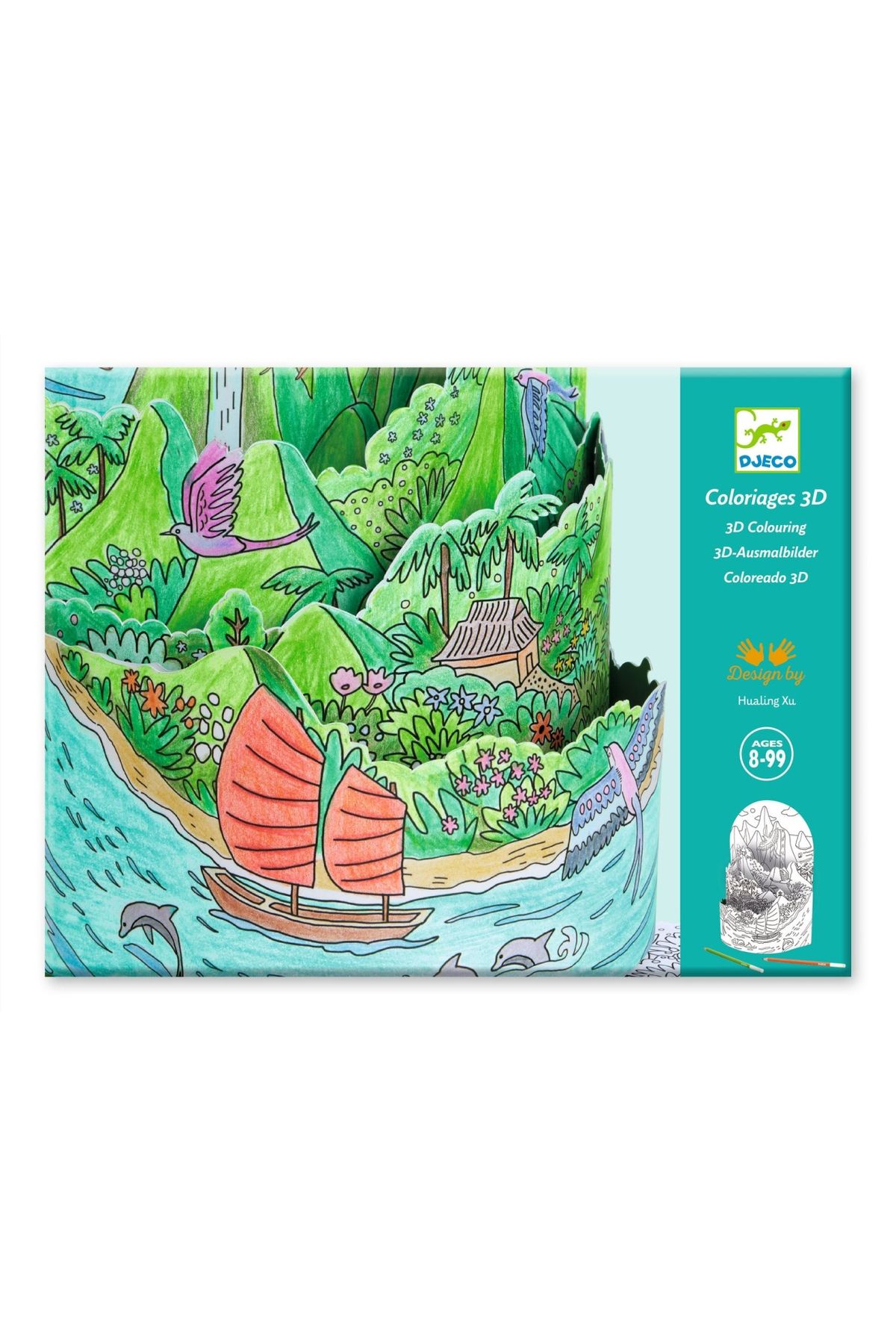 djeco Coloring And Assembly Sheets Layered Island Landscape, - One Size
