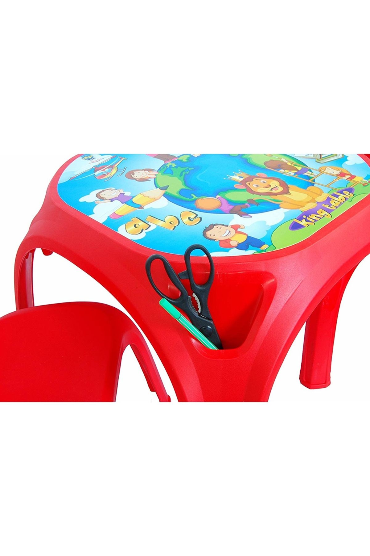PİLSAN-Set Table with 2 chairs for children Pilsan King Table red 3