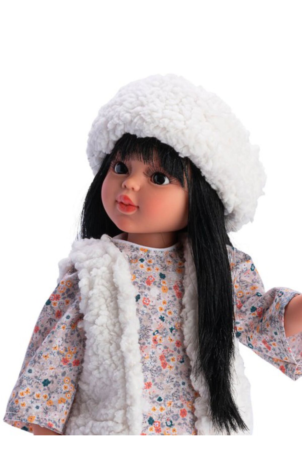 Asivil S.L.-Papusa Sabrina Bruneta cu Vesta si Caciulita Alba, 40cm 2